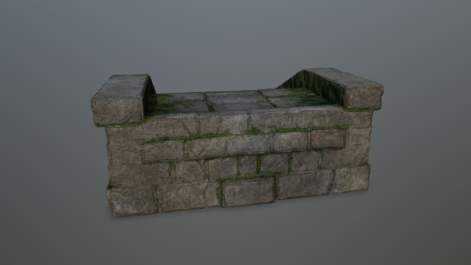 stairs 6 stone wall with grass Low-poly 3D model_5