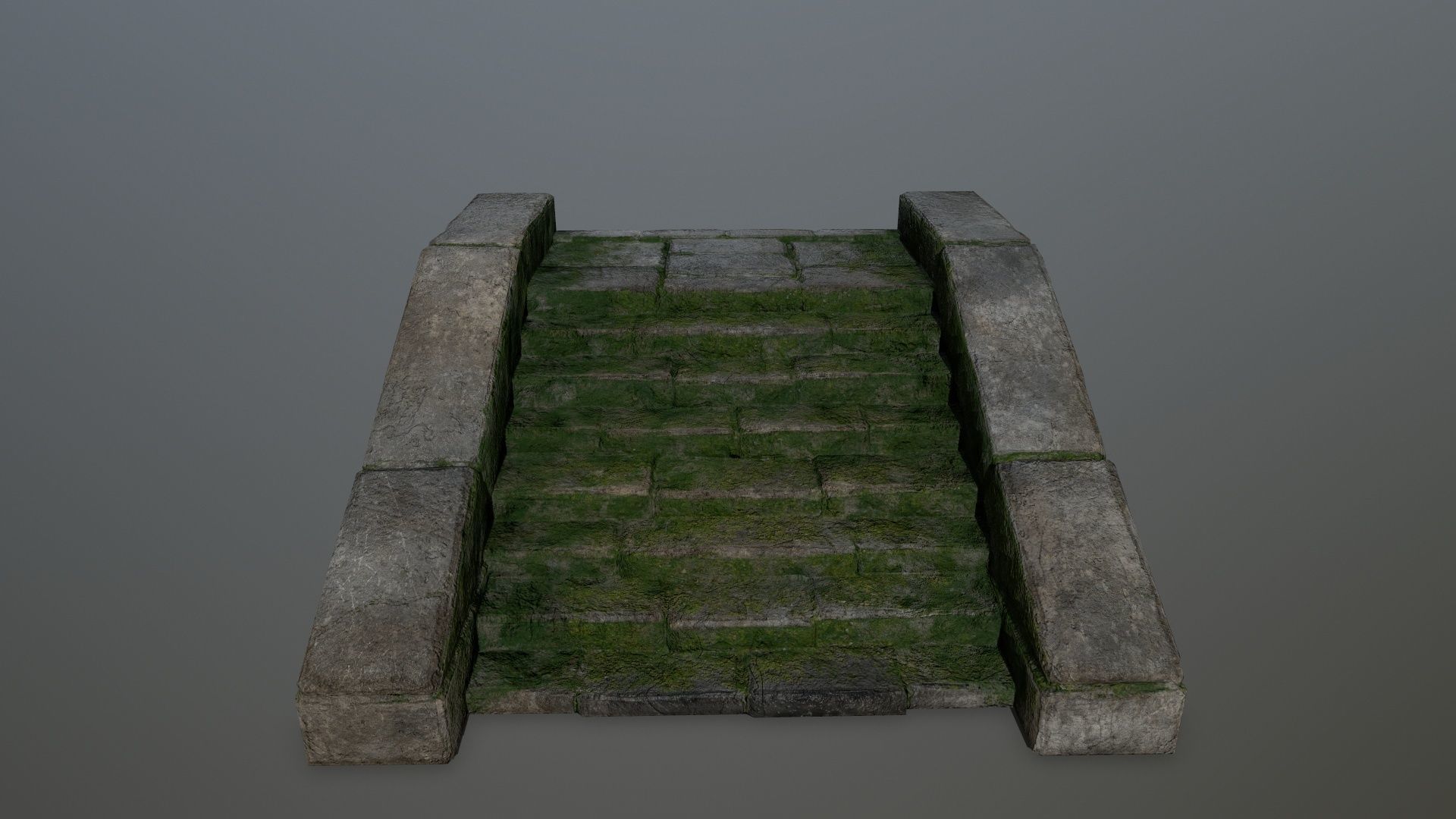 stairs 6 stone wall with grass Low-poly 3D model_1