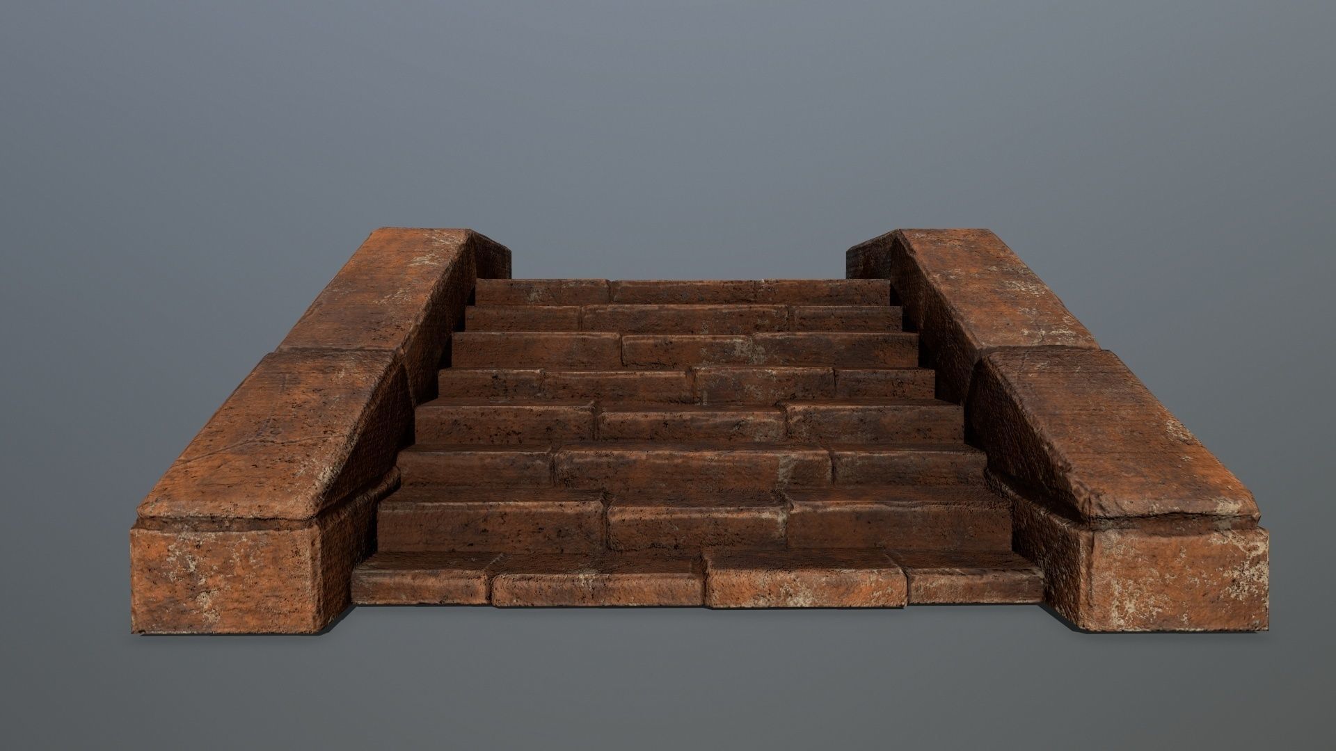 stairs 7 brick wall Low-poly 3D model_9