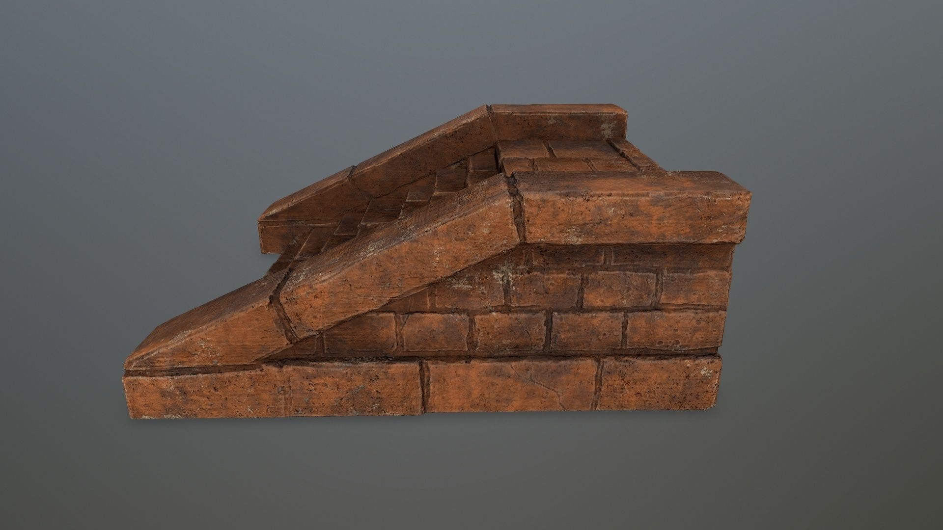 stairs 7 brick wall Low-poly 3D model_6