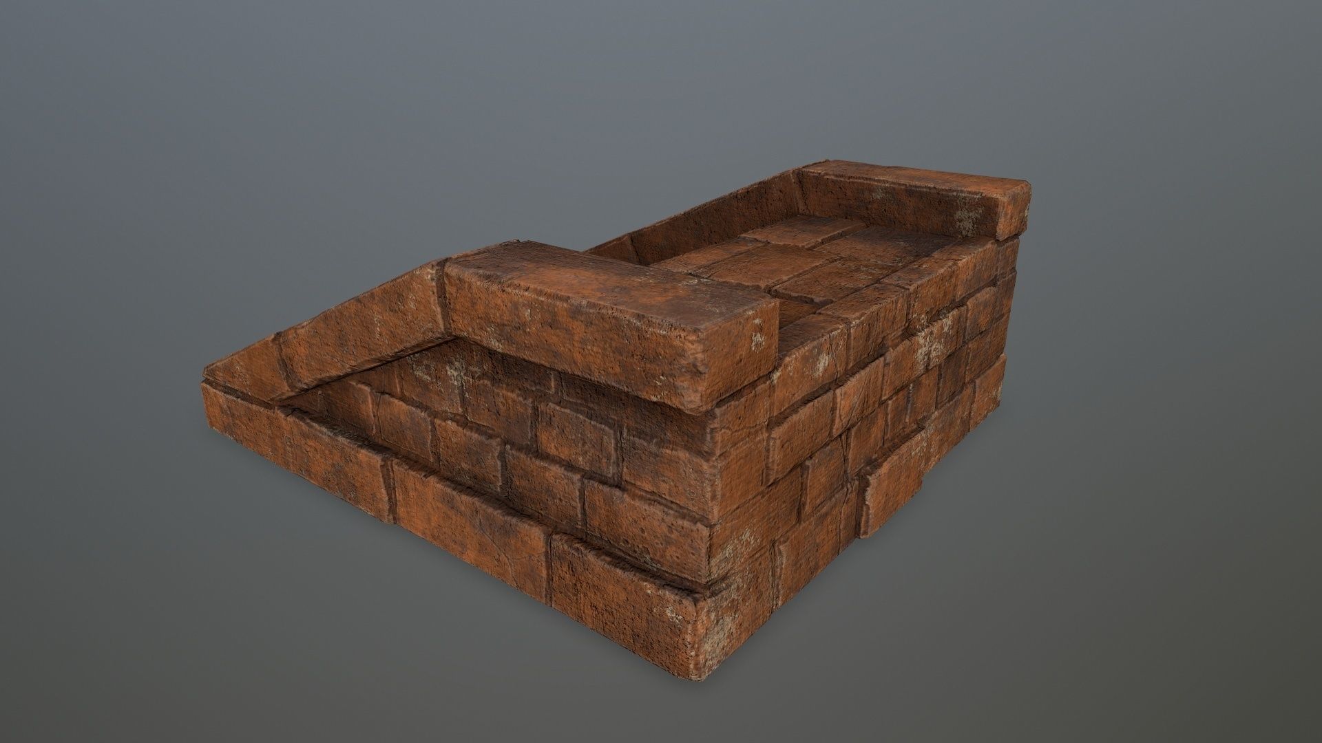 stairs 7 brick wall Low-poly 3D model_5