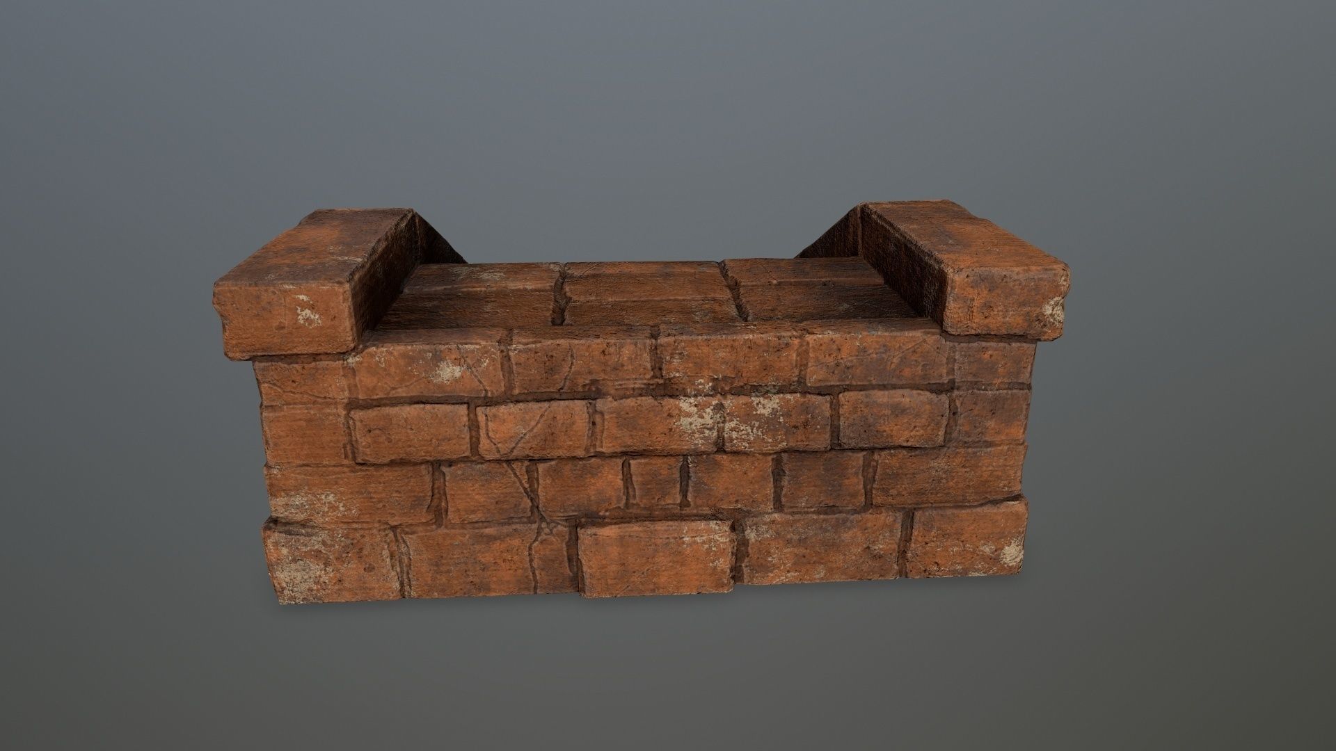 stairs 7 brick wall Low-poly 3D model_4