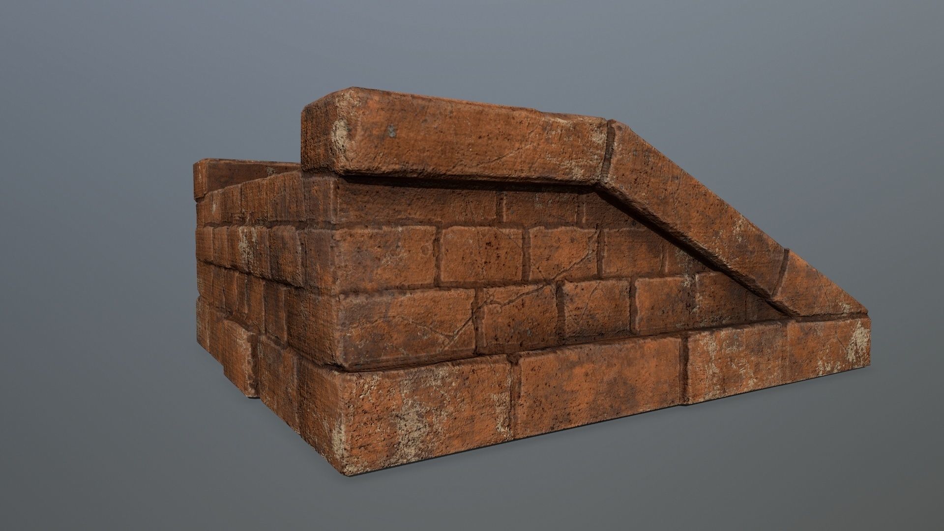 stairs 7 brick wall Low-poly 3D model_11
