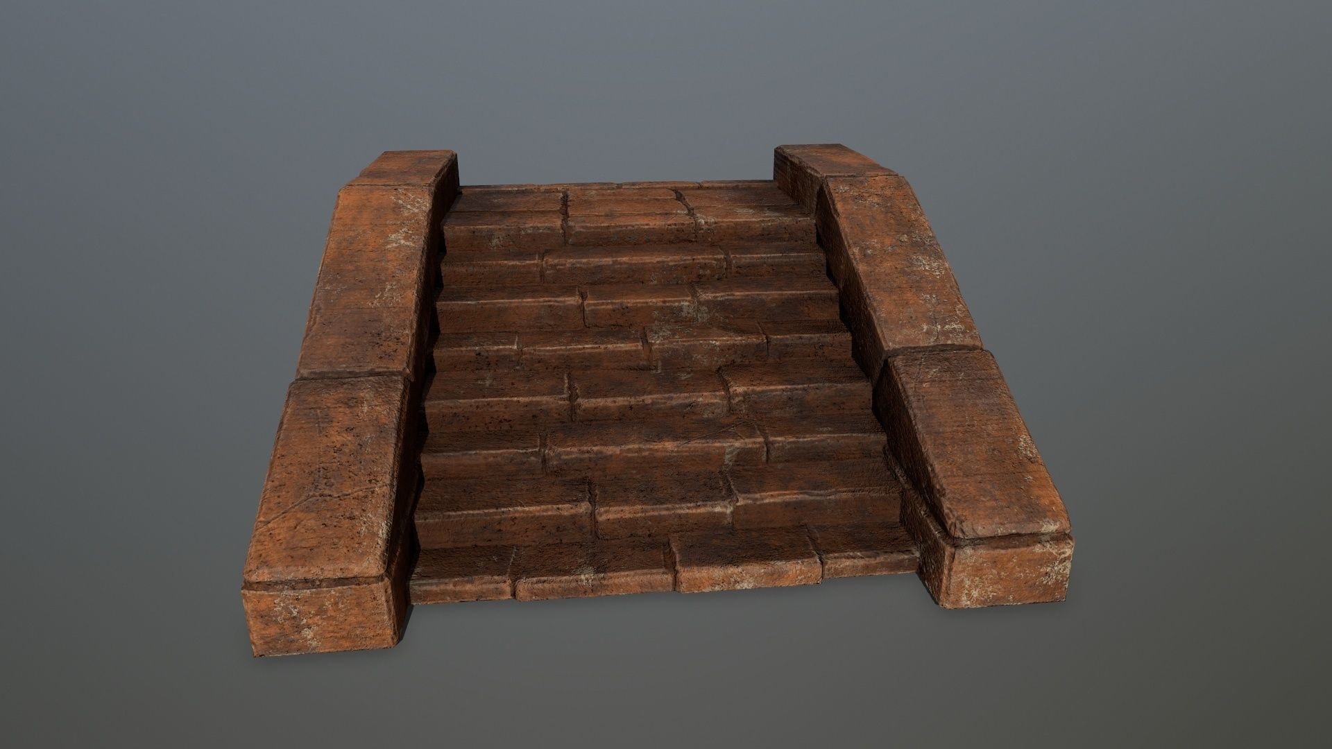 stairs 7 brick wall Low-poly 3D model_8