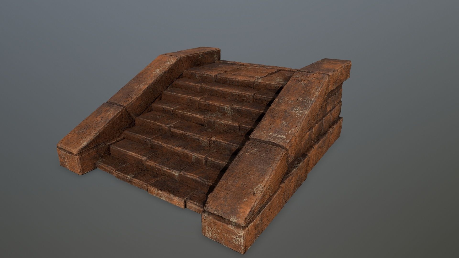 stairs 7 brick wall Low-poly 3D model_7