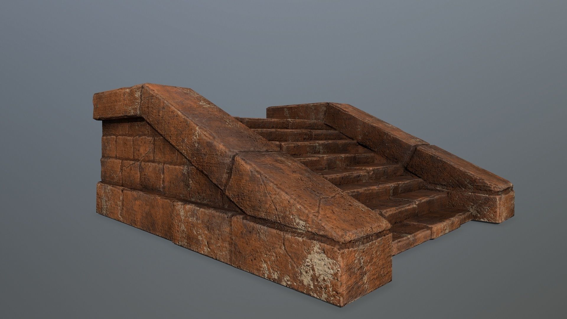 stairs 7 brick wall Low-poly 3D model_10