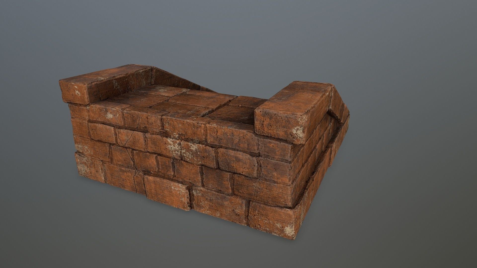 stairs 7 brick wall Low-poly 3D model_3