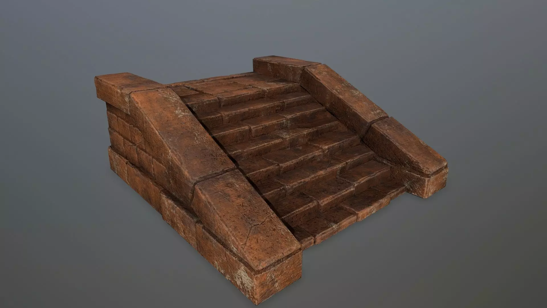 stairs 7 brick wall Low-poly 3D model_0