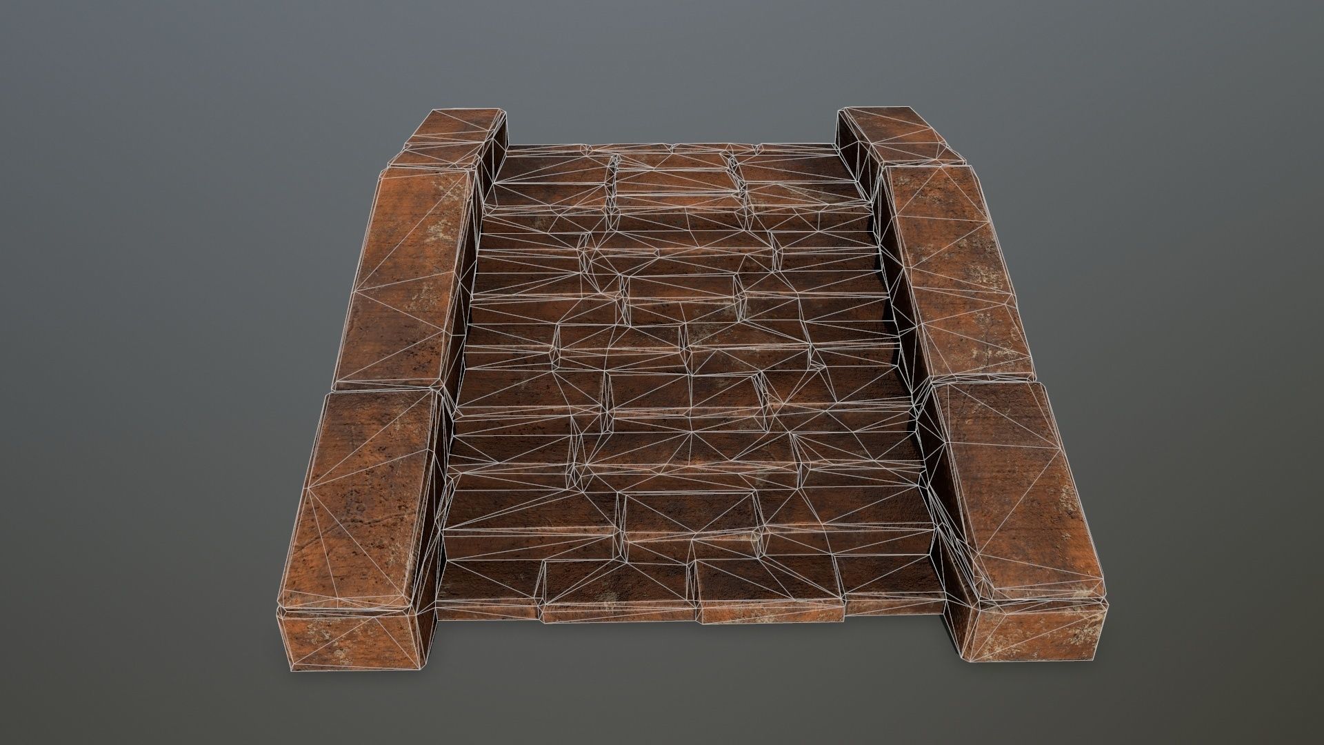 stairs 7 brick wall Low-poly 3D model_13