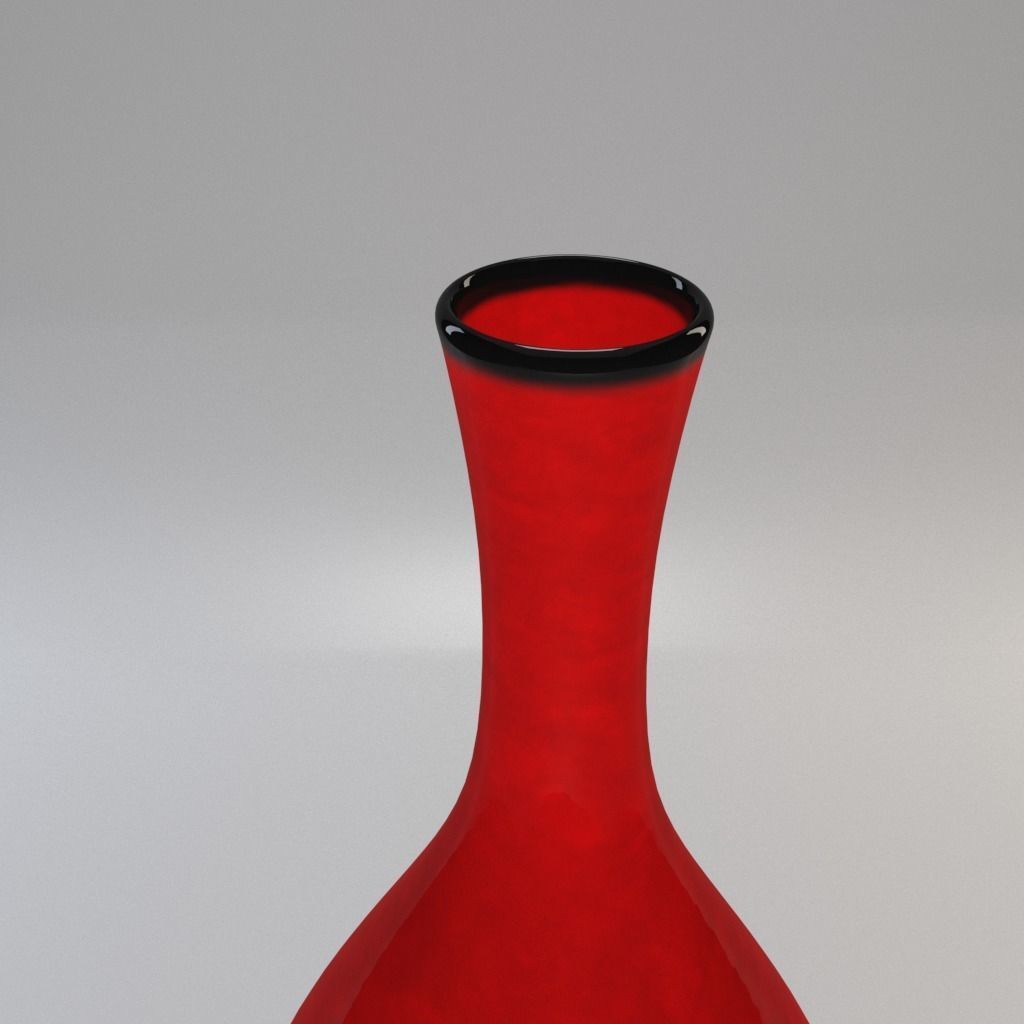 Vase - Dark Concrete and Red Ceramic - 100 cm high 3D model_6