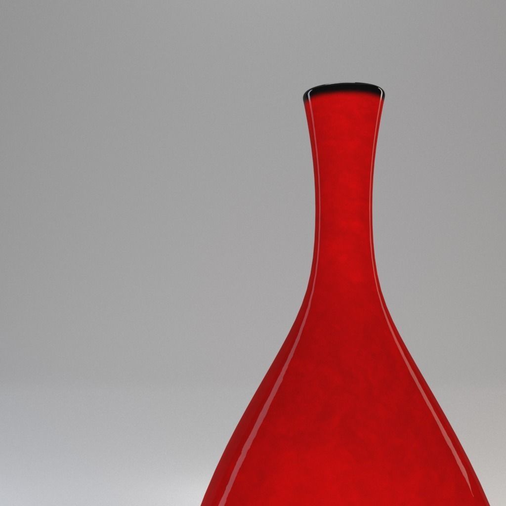 Vase - Dark Concrete and Red Ceramic - 100 cm high 3D model_5