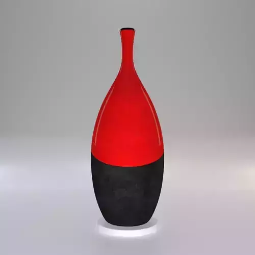 Vase - Dark Concrete and Red Ceramic - 100 cm high