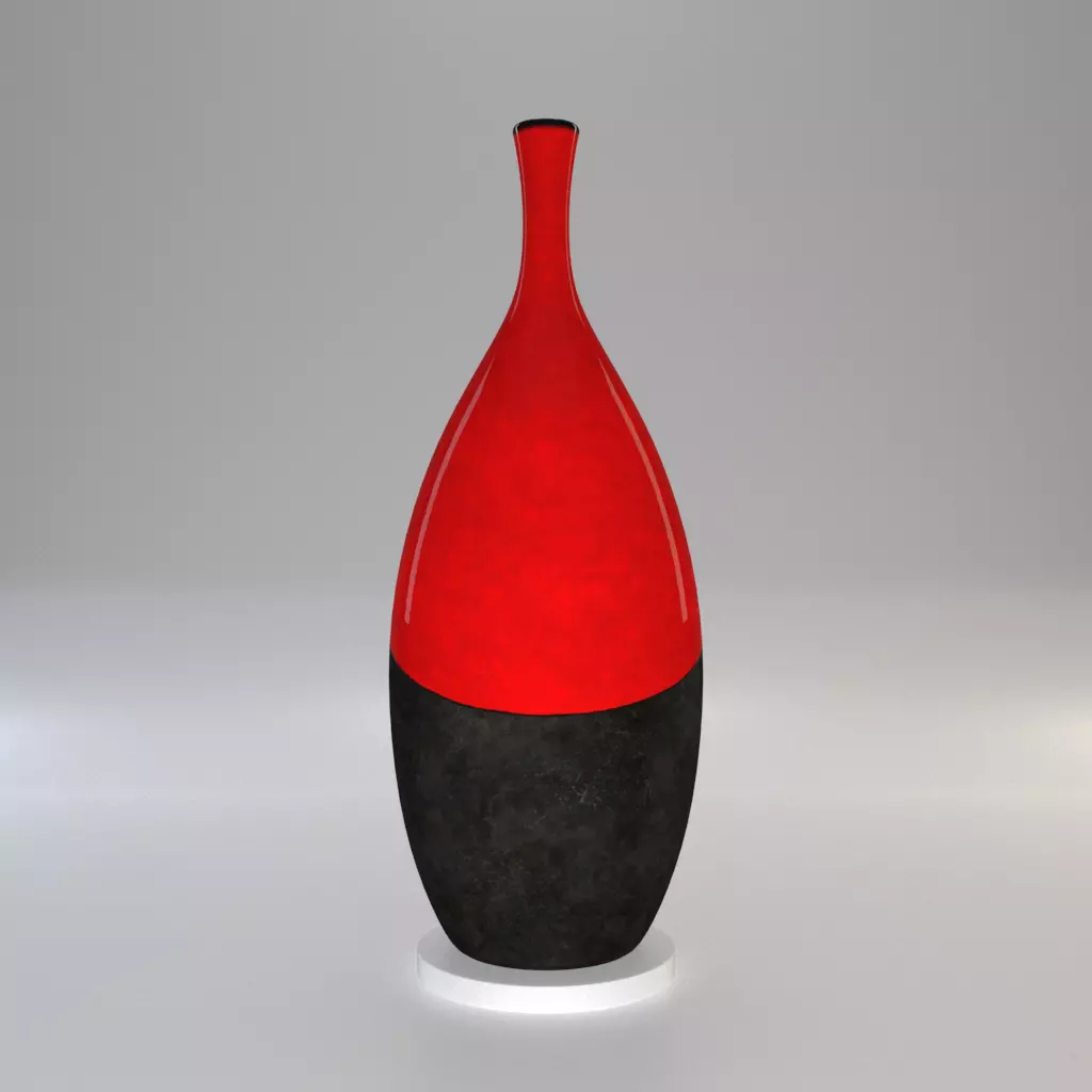 Vase - Dark Concrete and Red Ceramic - 100 cm high 3D model_0