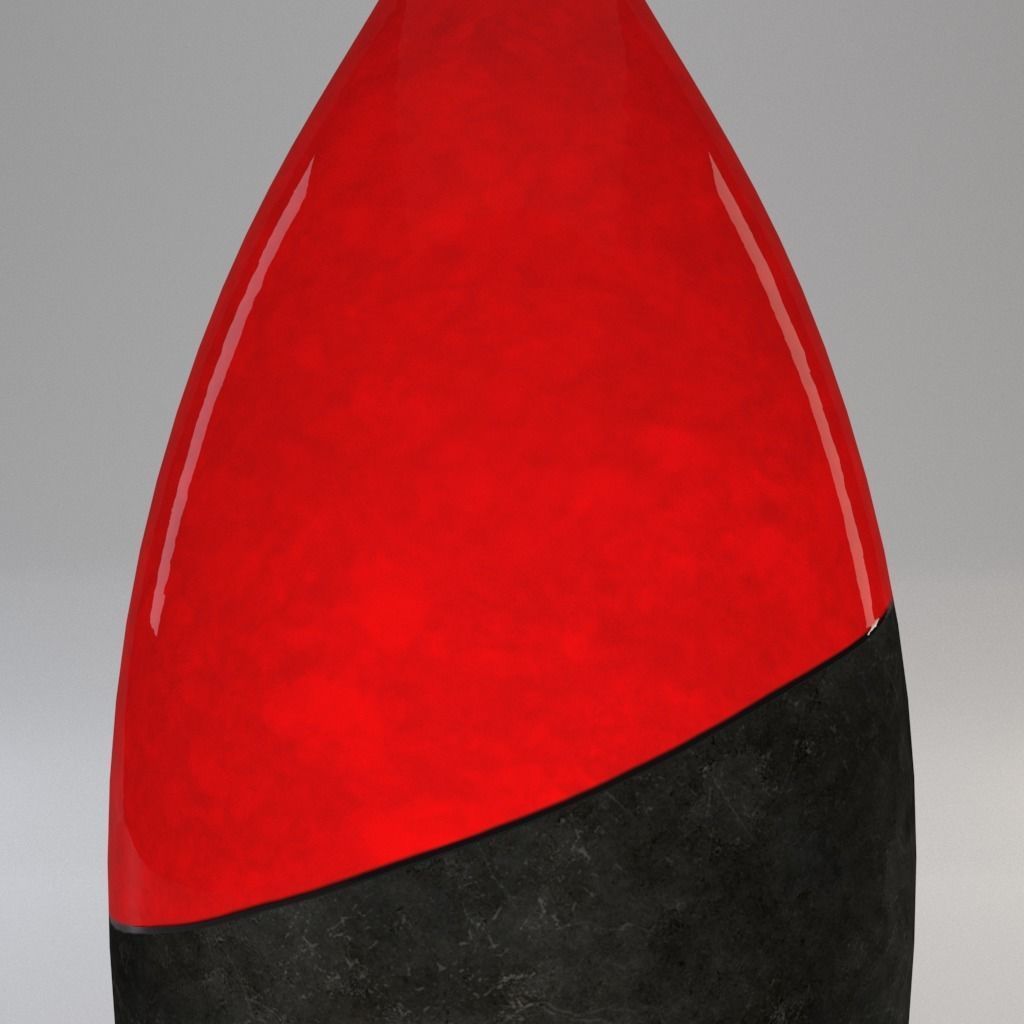 Vase - Dark Concrete and Red Ceramic - 100 cm high 3D model_4