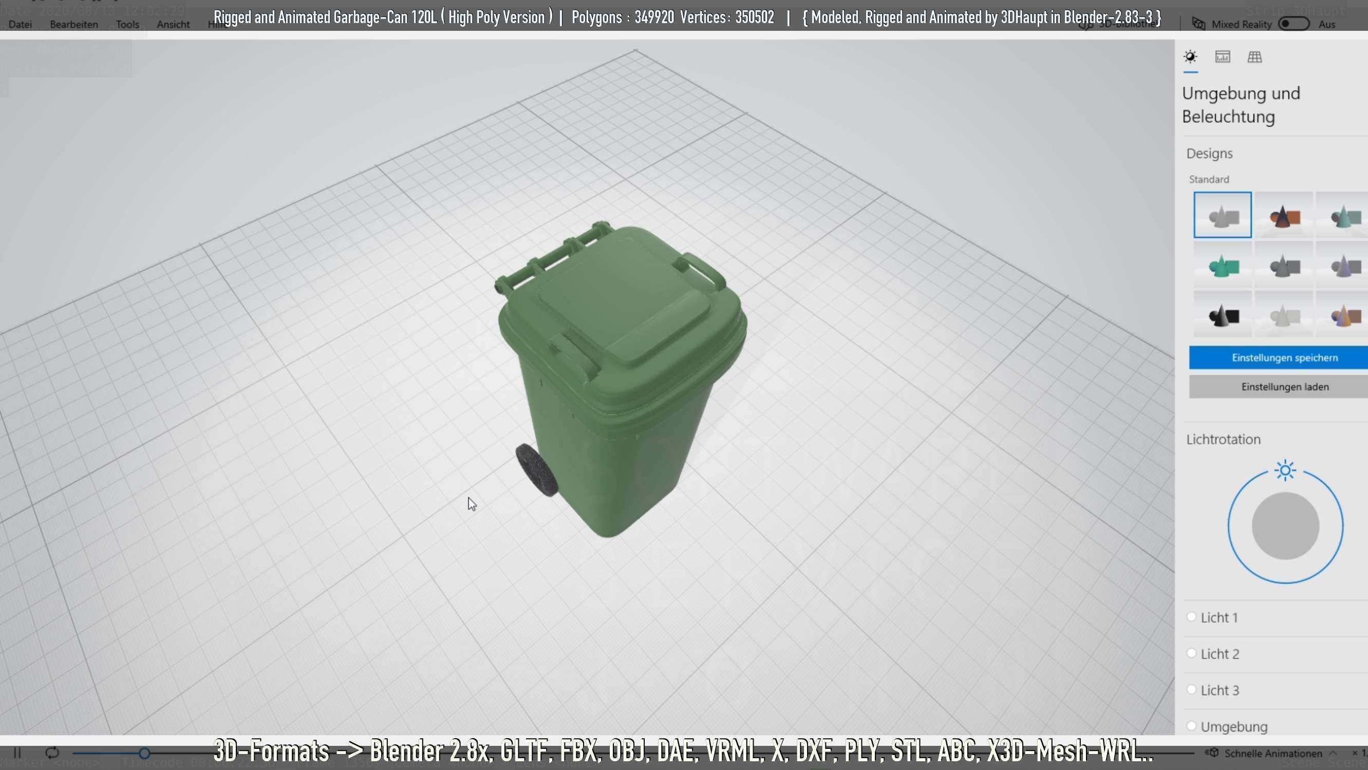 Rigged and Animated Garbage Can 120L High Poly 3D model_71