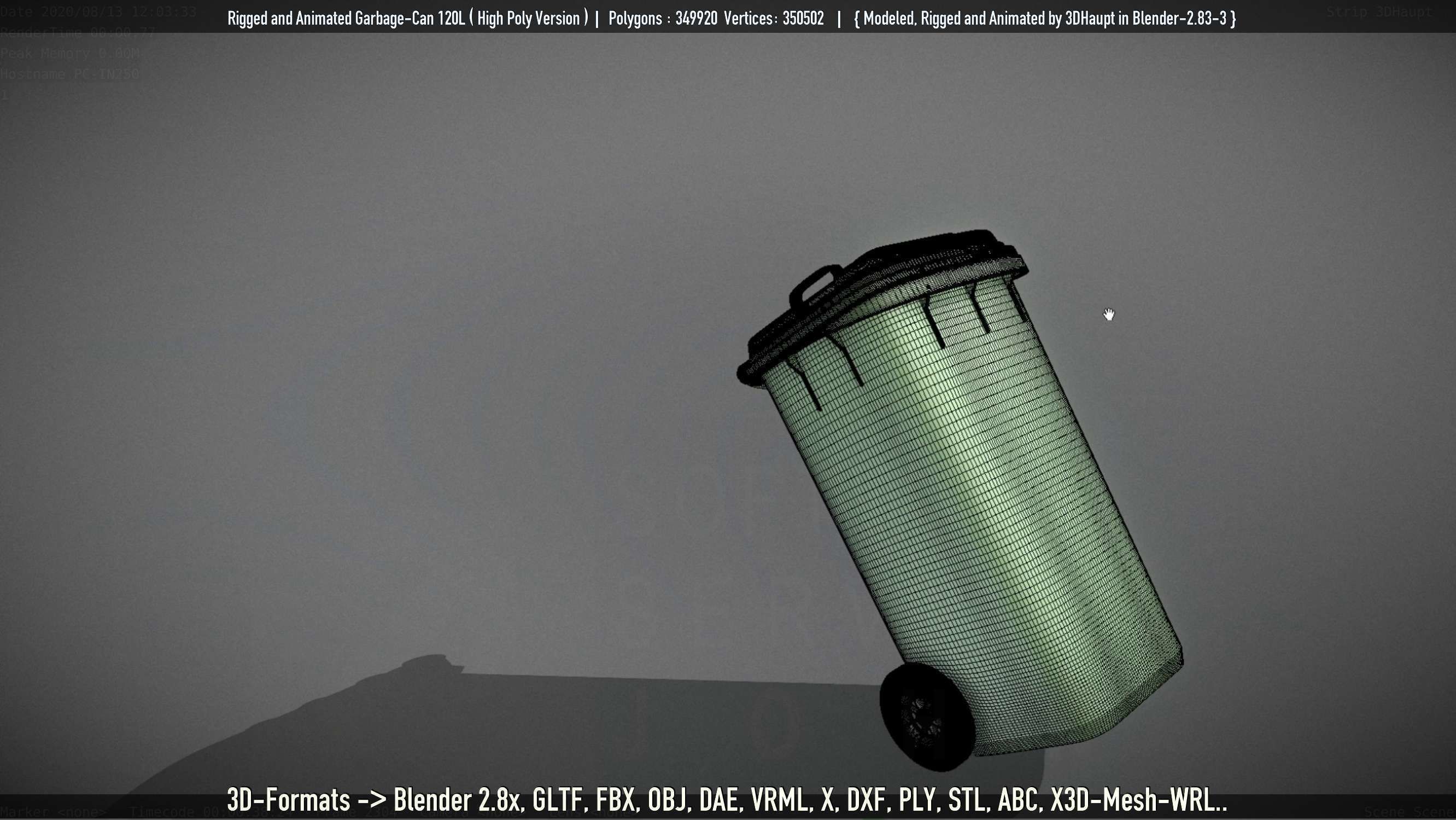 Rigged and Animated Garbage Can 120L High Poly 3D model_80