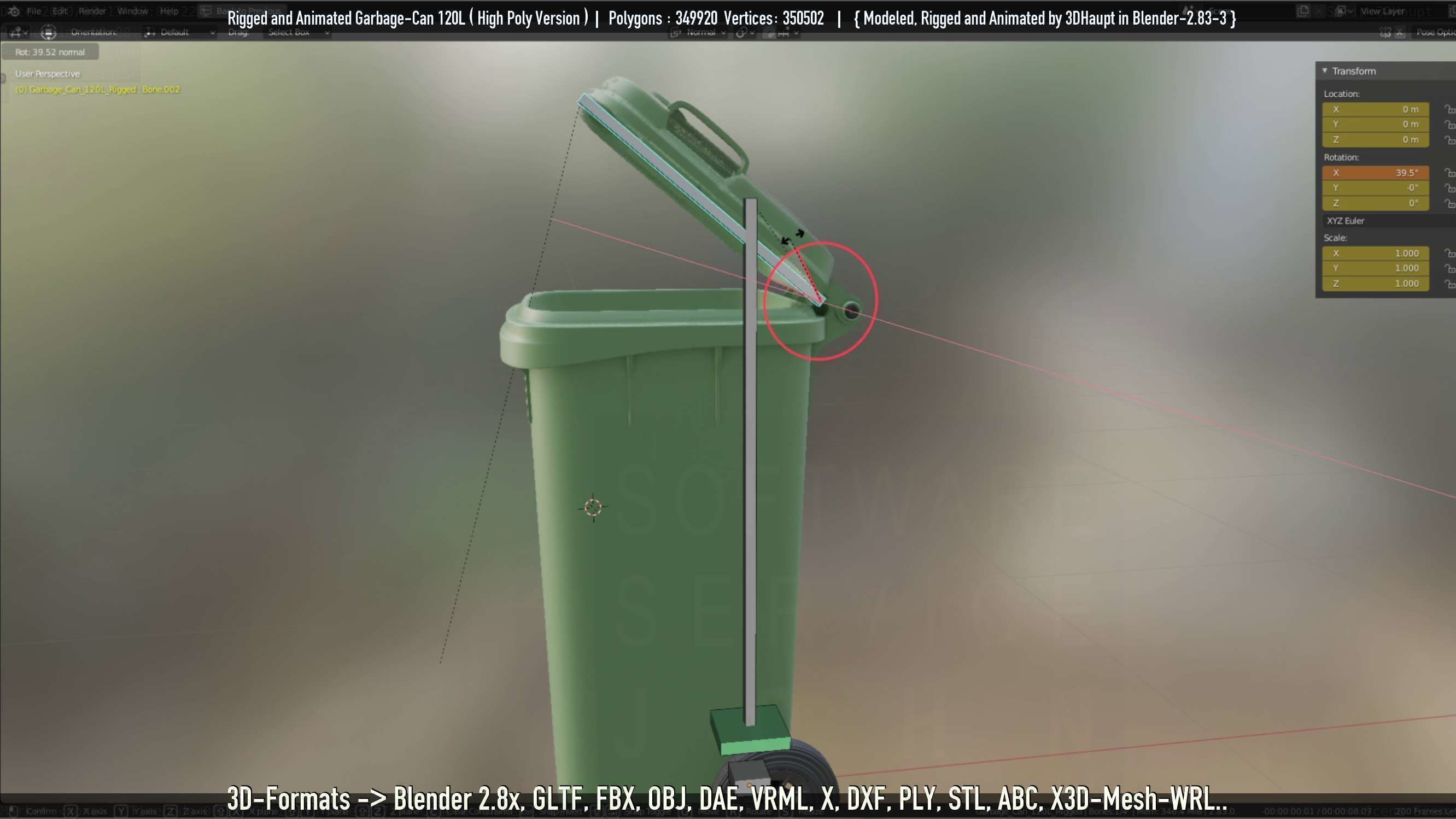 Rigged and Animated Garbage Can 120L High Poly 3D model_22