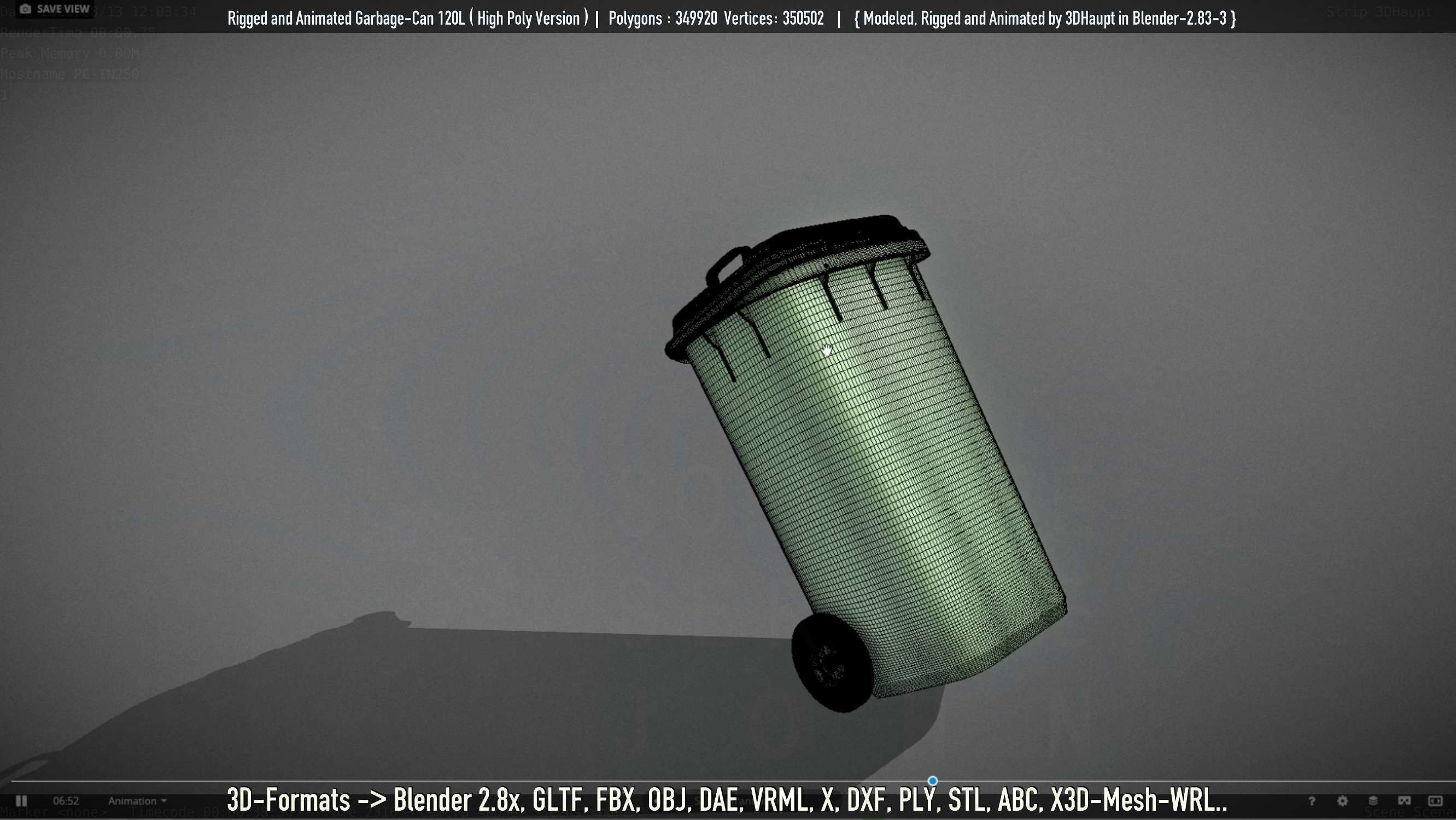 Rigged and Animated Garbage Can 120L High Poly 3D model_42