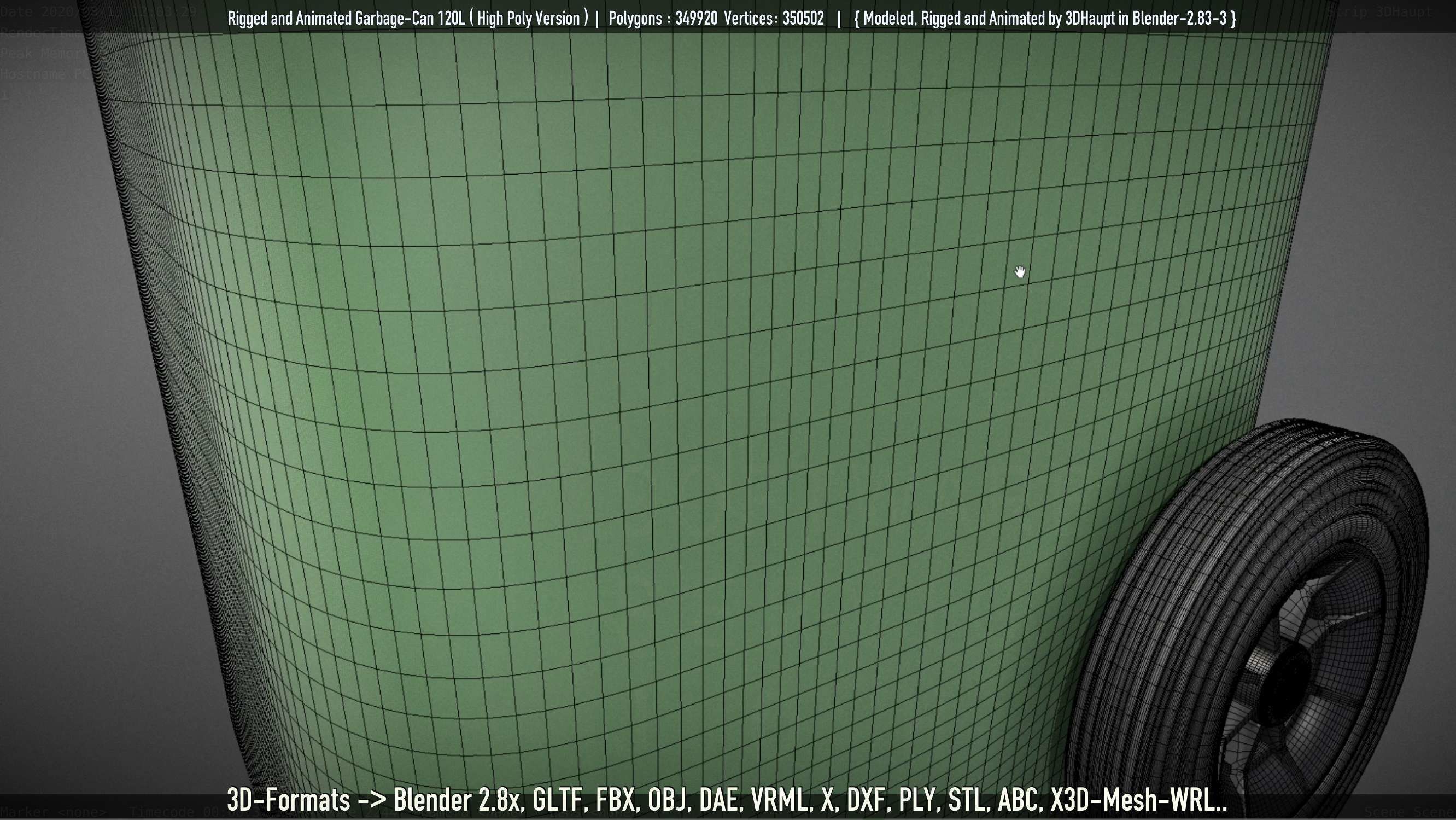 Rigged and Animated Garbage Can 120L High Poly 3D model_41