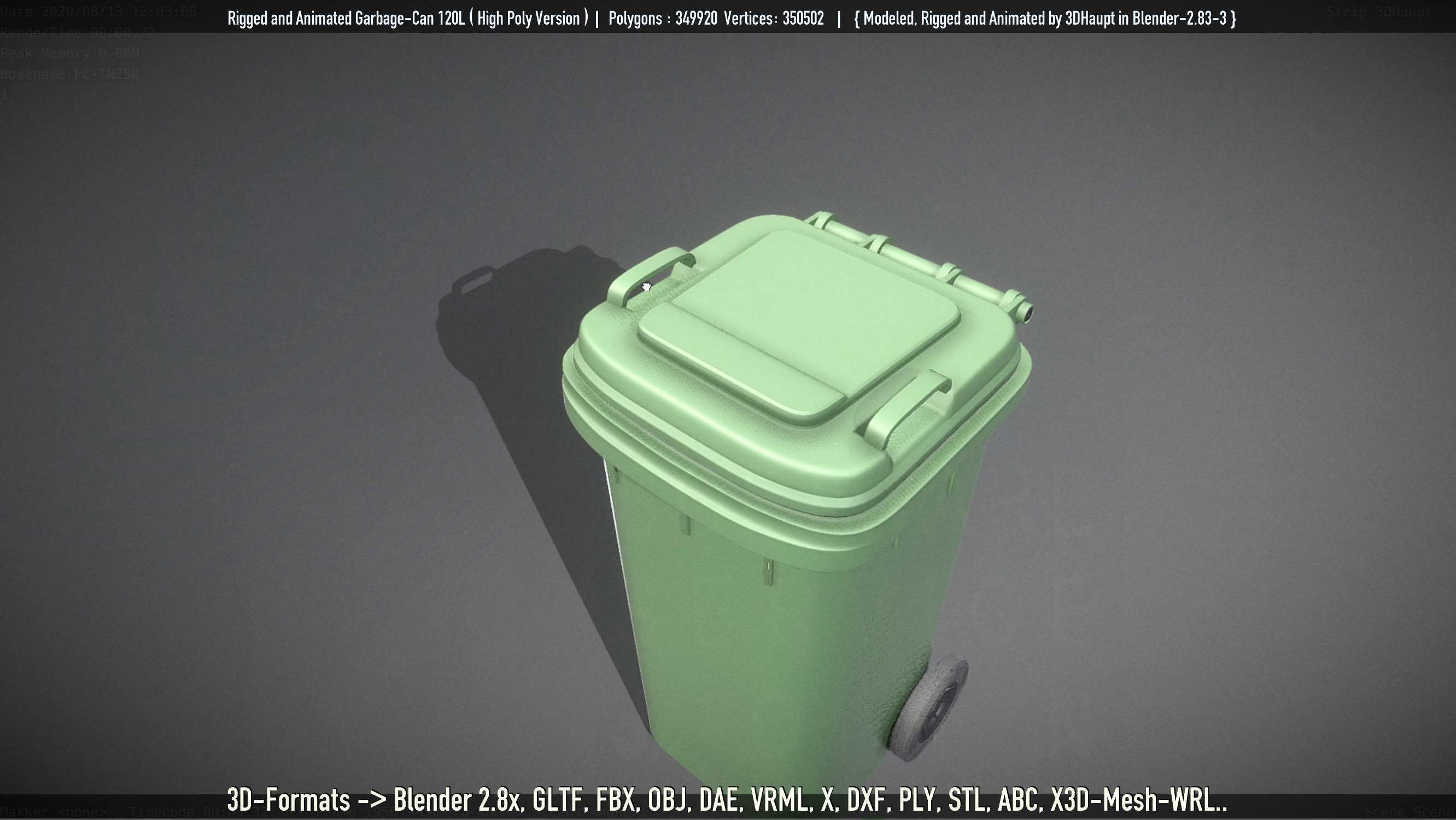 Rigged and Animated Garbage Can 120L High Poly 3D model_51