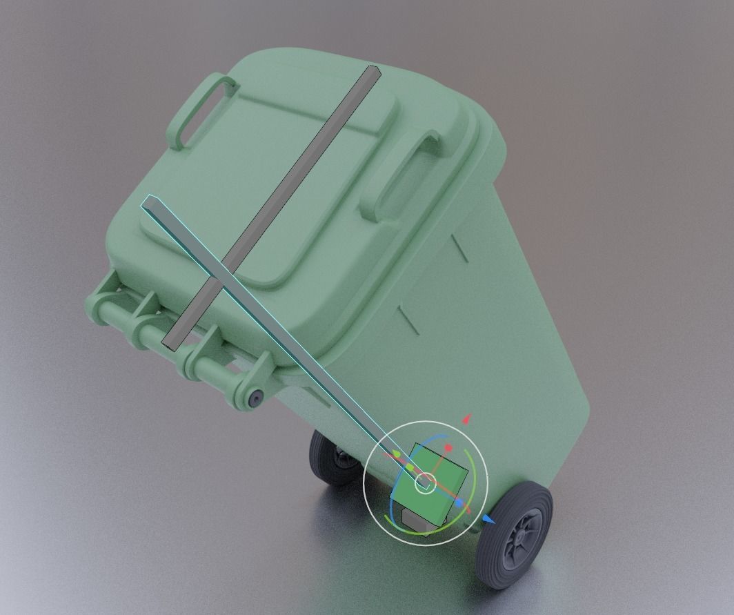 Rigged and Animated Garbage Can 120L High Poly 3D model_7