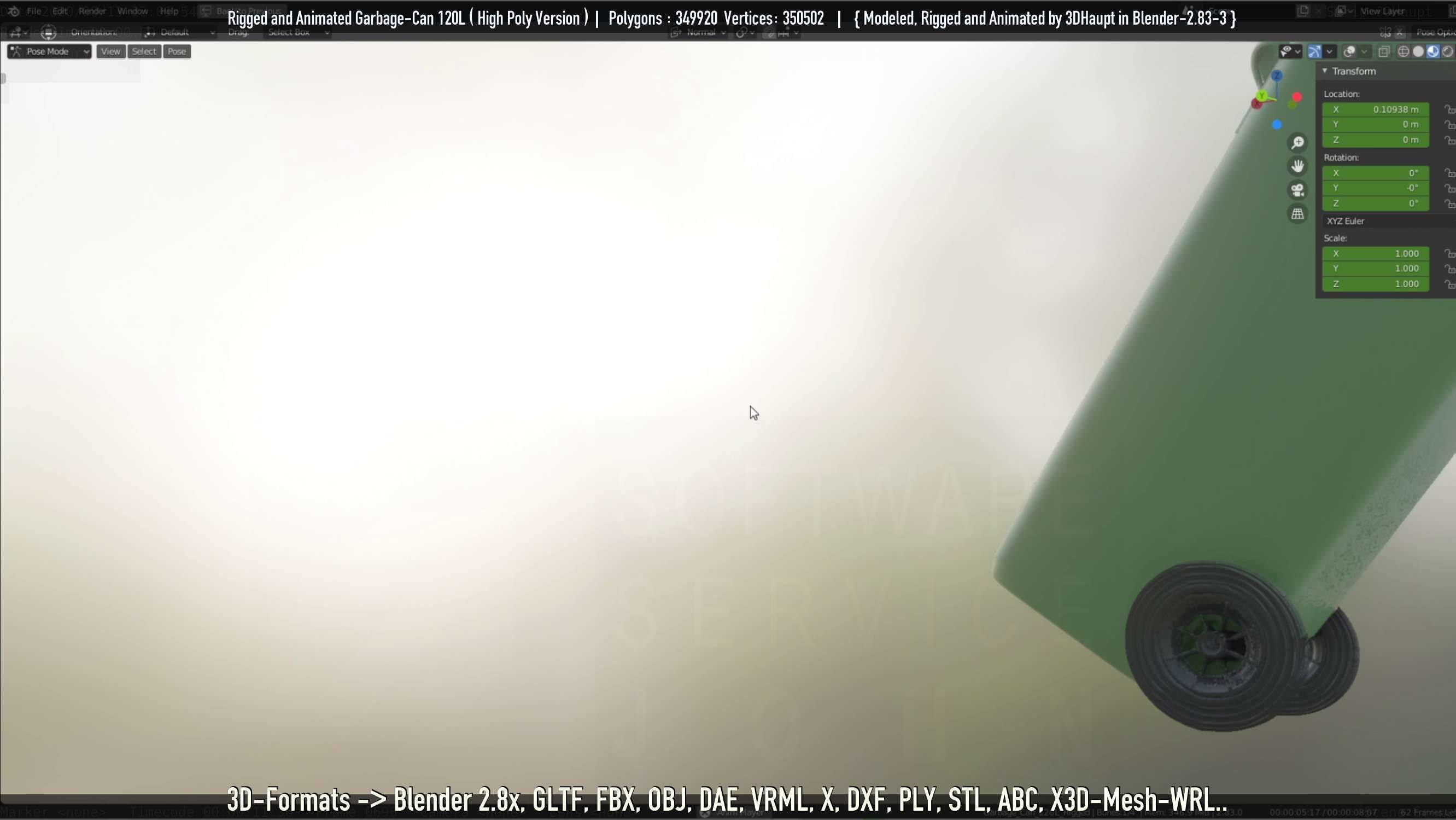 Rigged and Animated Garbage Can 120L High Poly 3D model_88