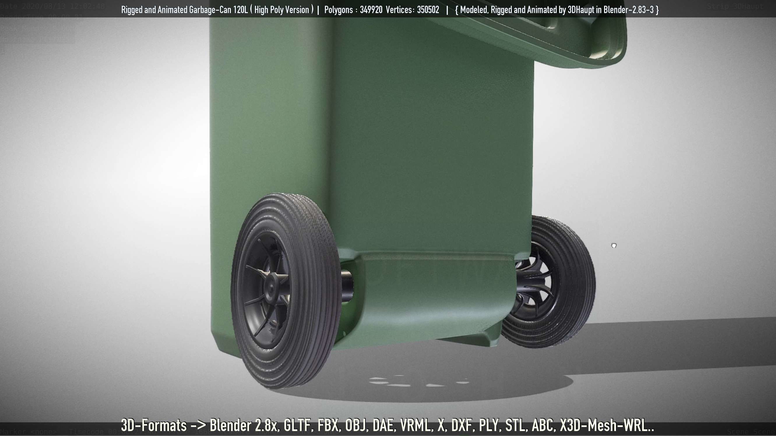 Rigged and Animated Garbage Can 120L High Poly 3D model_30