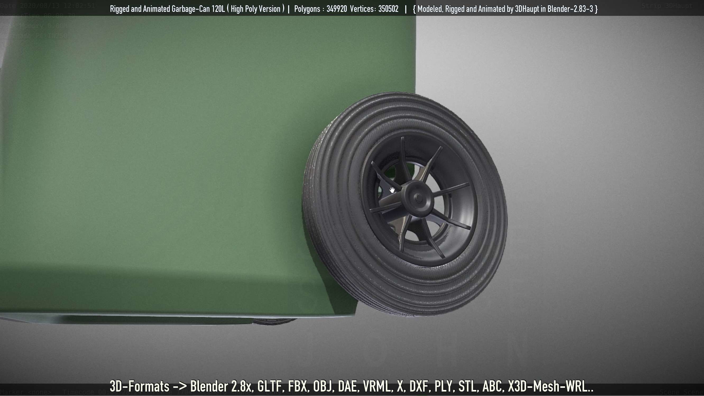 Rigged and Animated Garbage Can 120L High Poly 3D model_31
