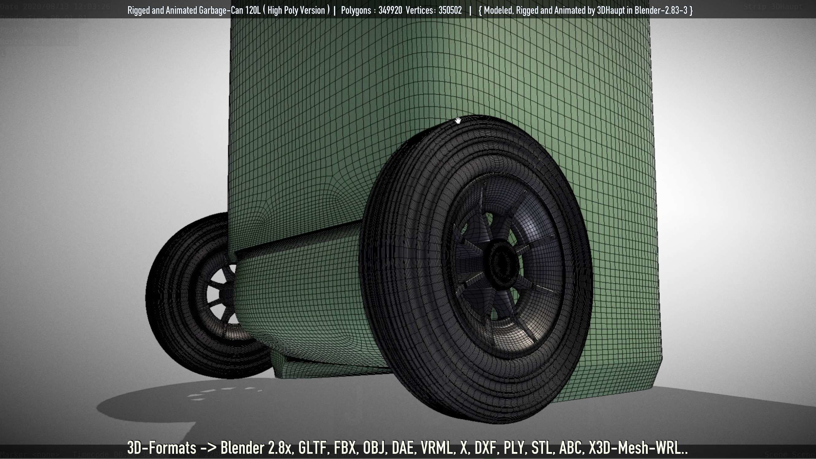 Rigged and Animated Garbage Can 120L High Poly 3D model_79