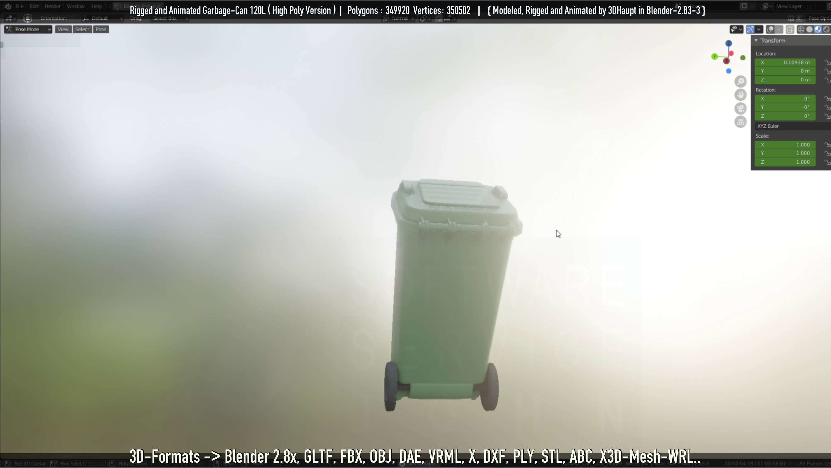 Rigged and Animated Garbage Can 120L High Poly 3D model_19