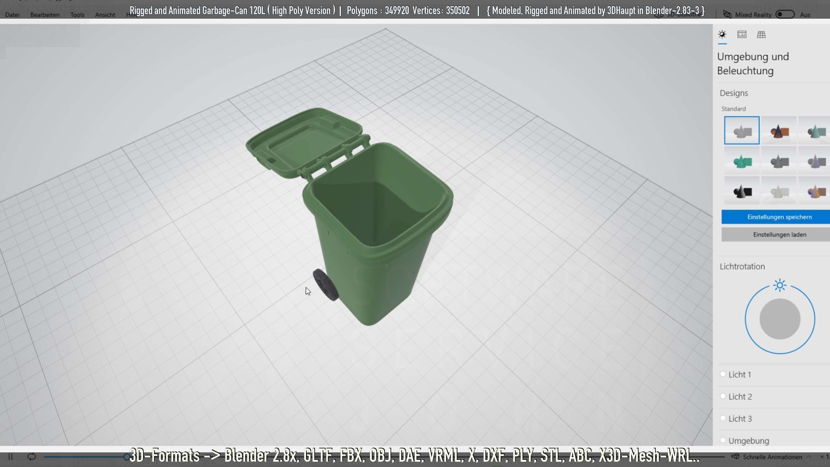 Rigged and Animated Garbage Can 120L High Poly 3D model_24