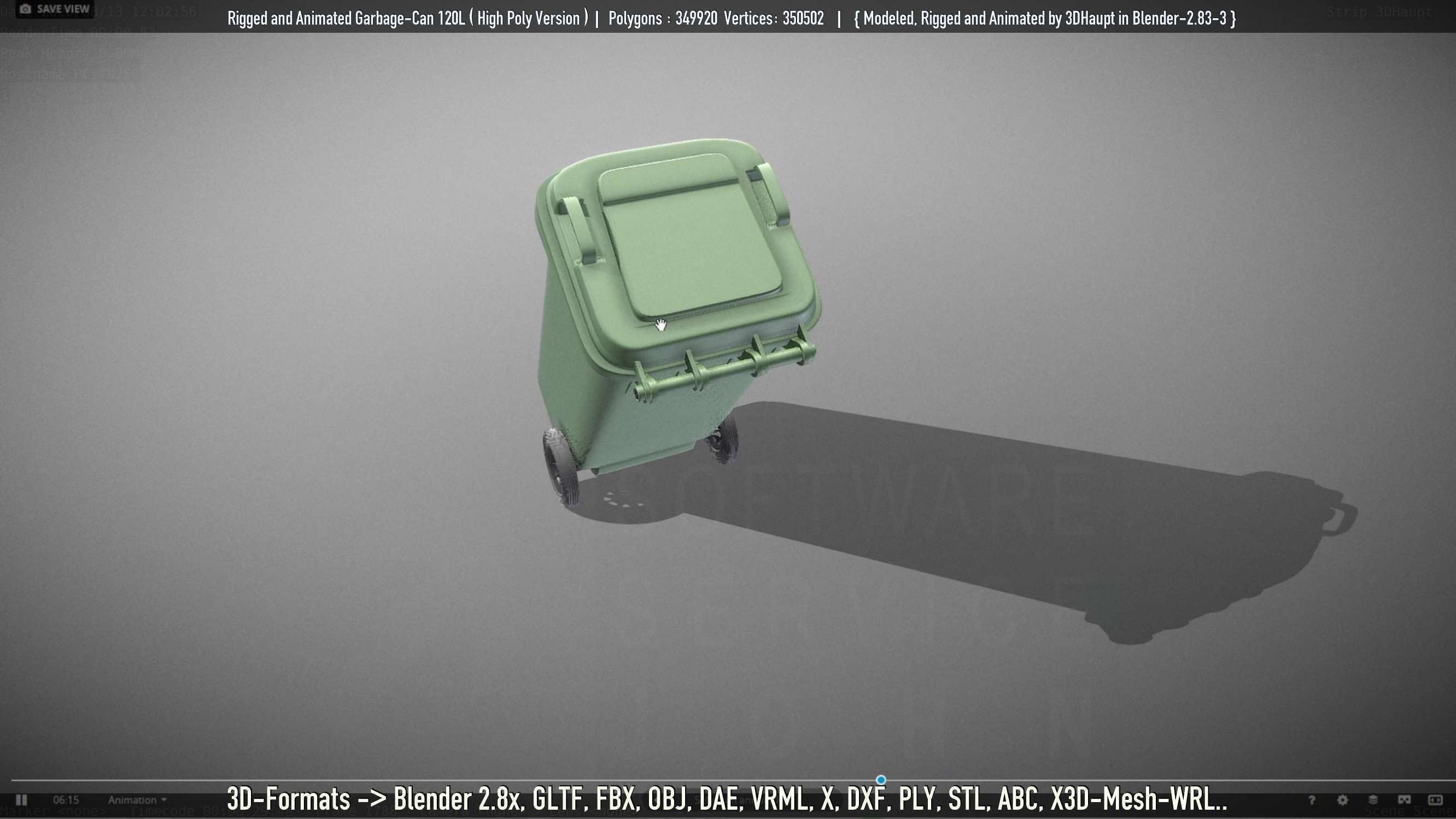 Rigged and Animated Garbage Can 120L High Poly 3D model_77
