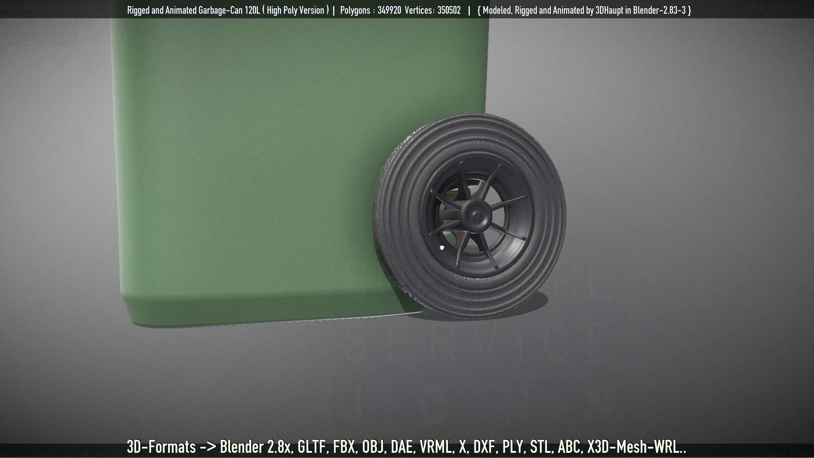 Rigged and Animated Garbage Can 120L High Poly 3D model_76