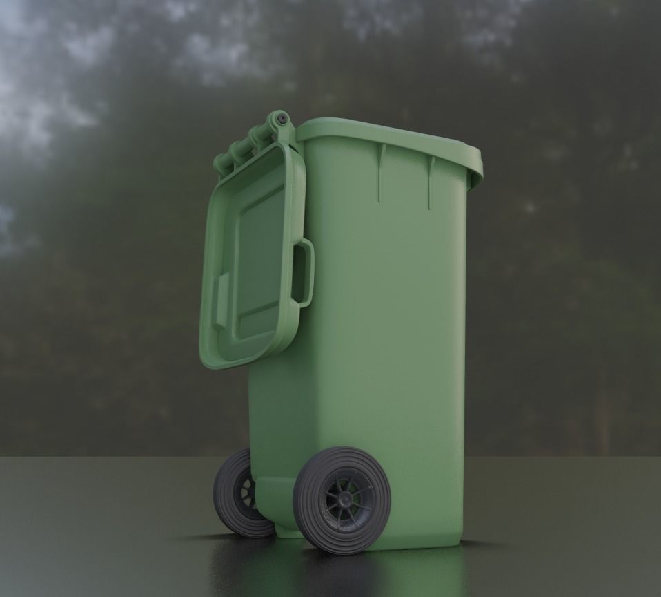 Rigged and Animated Garbage Can 120L High Poly 3D model_2