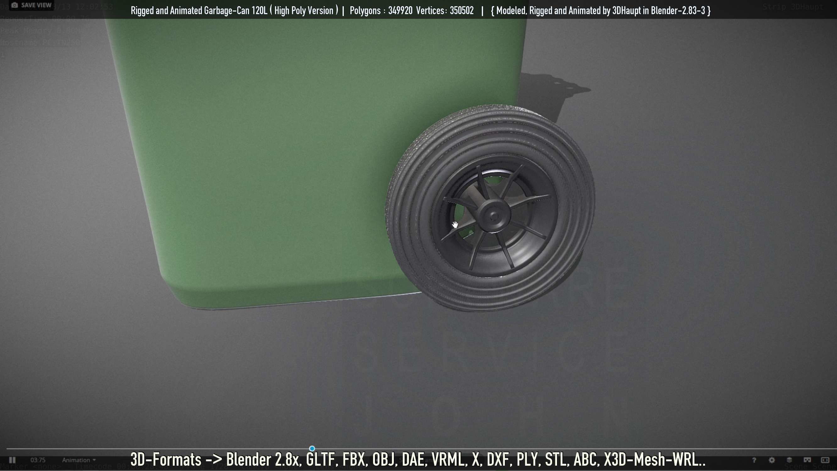 Rigged and Animated Garbage Can 120L High Poly 3D model_97