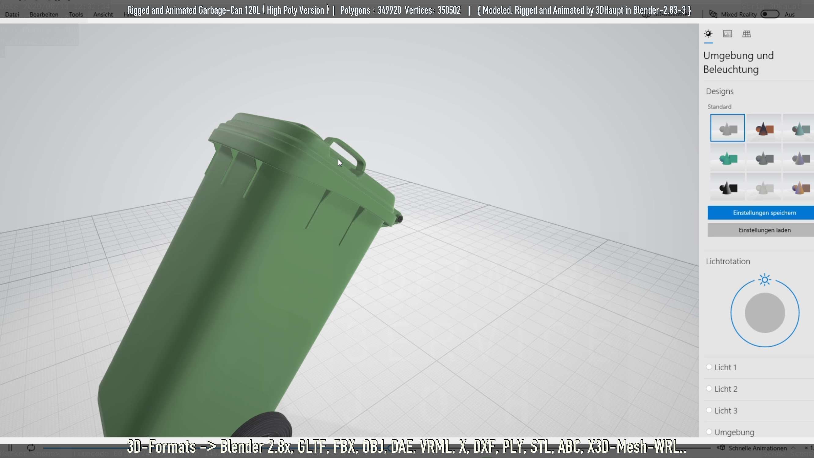 Rigged and Animated Garbage Can 120L High Poly 3D model_72