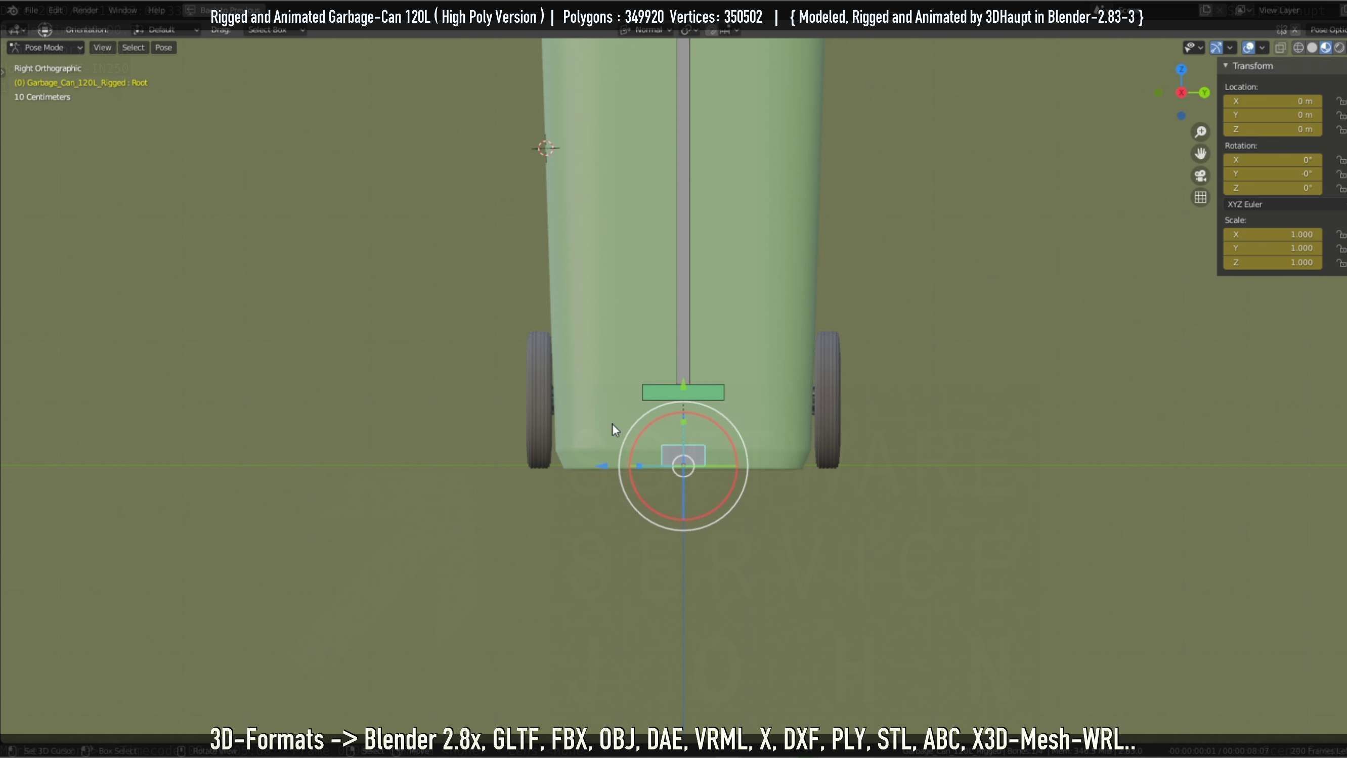 Rigged and Animated Garbage Can 120L High Poly 3D model_83