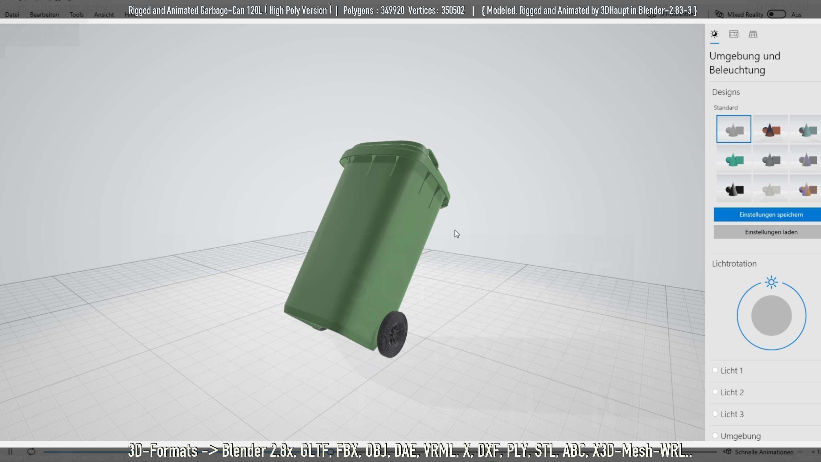 Rigged and Animated Garbage Can 120L High Poly 3D model_21
