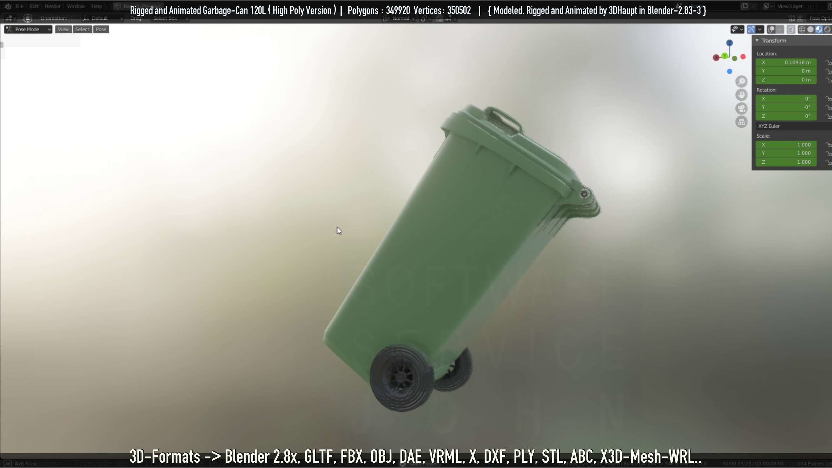 Rigged and Animated Garbage Can 120L High Poly 3D model_64