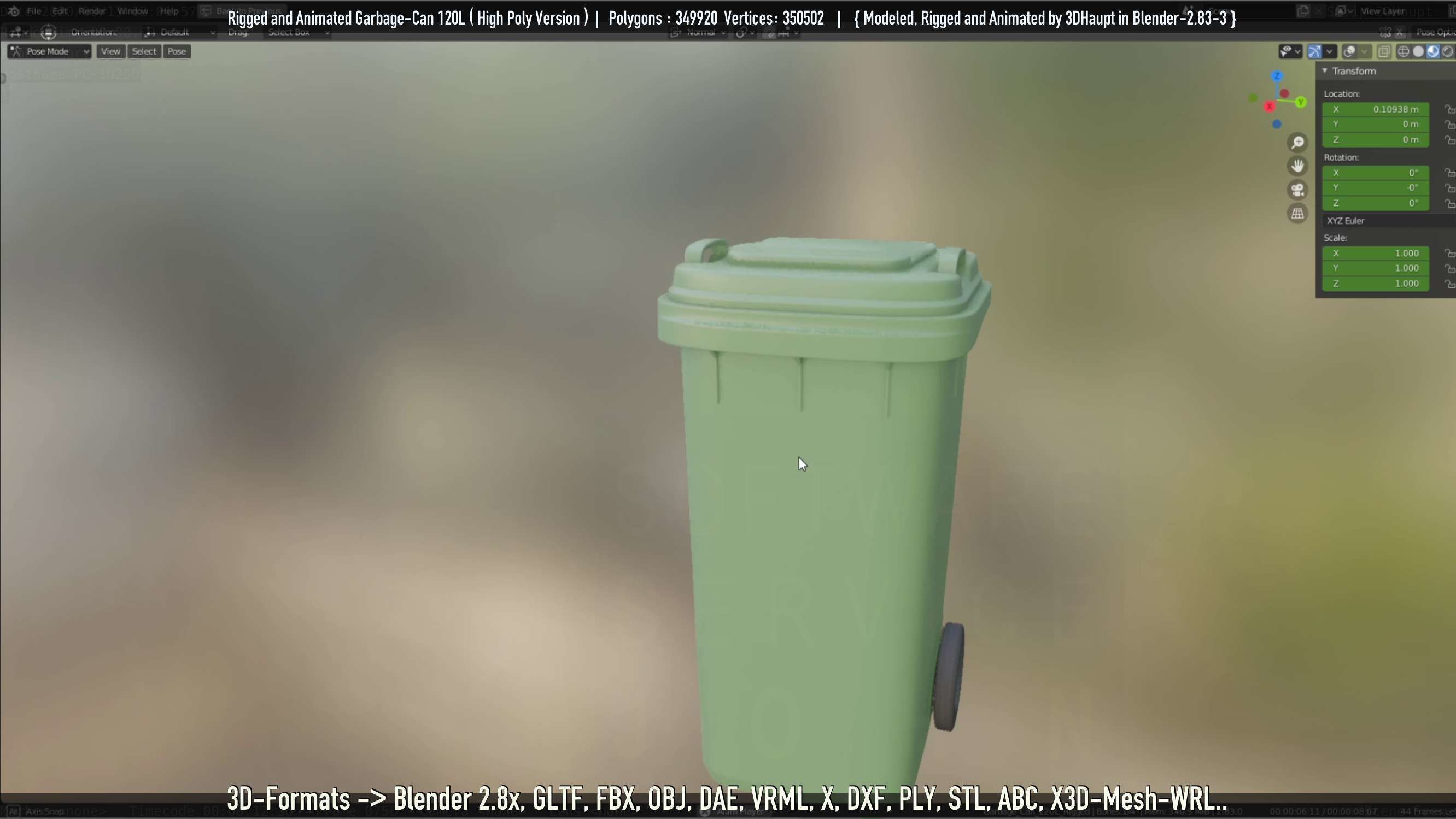 Rigged and Animated Garbage Can 120L High Poly 3D model_16
