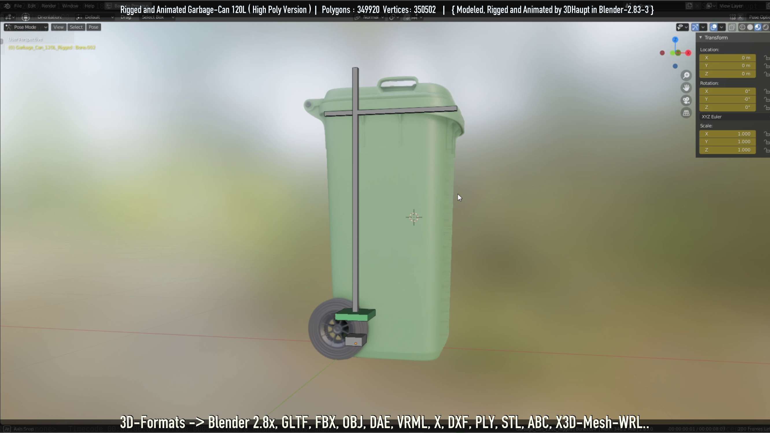 Rigged and Animated Garbage Can 120L High Poly 3D model_55