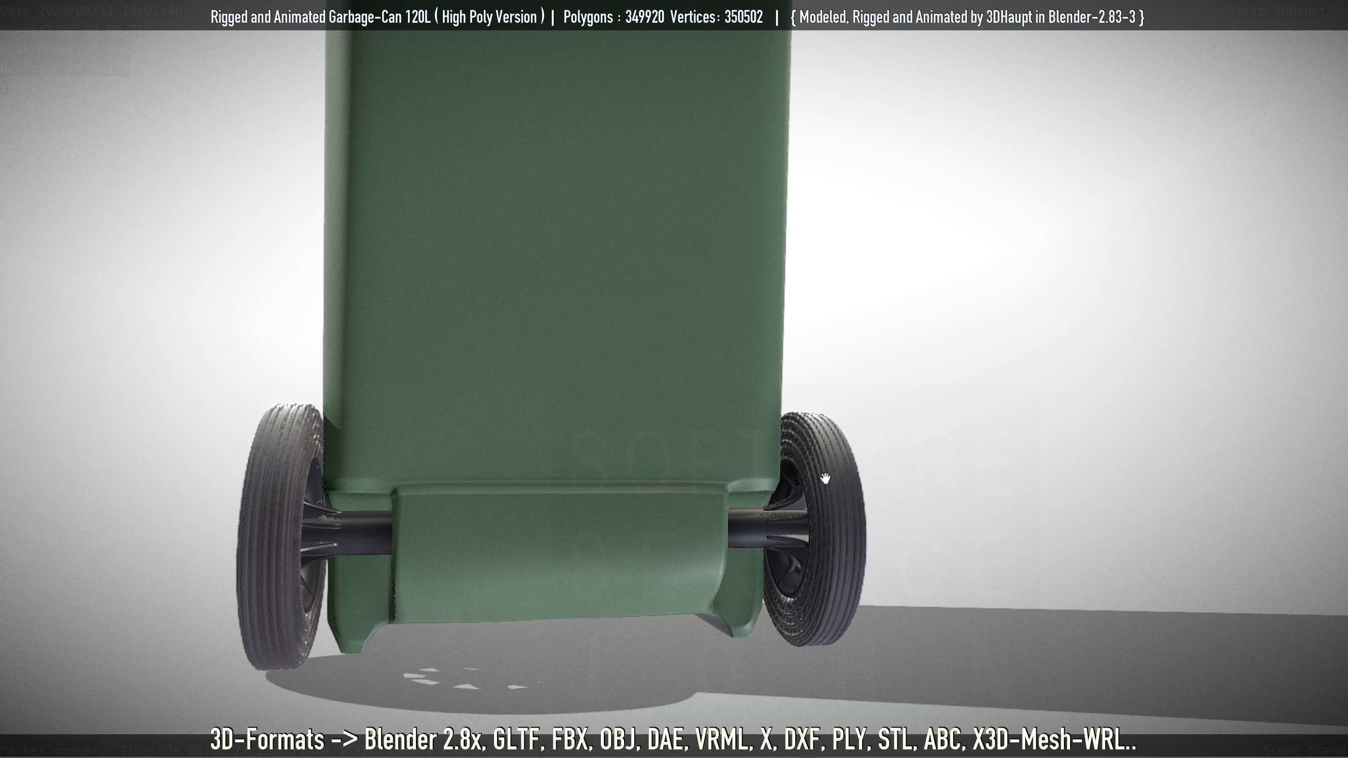 Rigged and Animated Garbage Can 120L High Poly 3D model_75