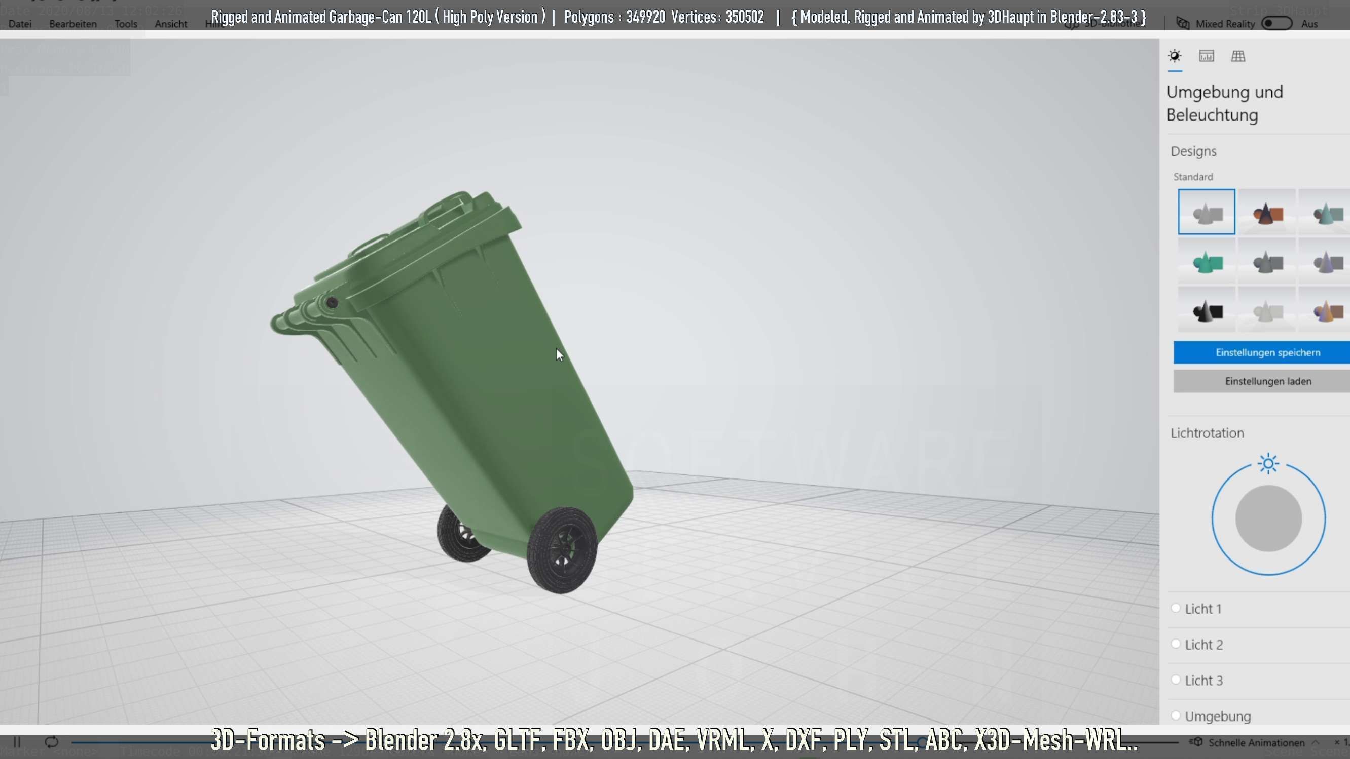 Rigged and Animated Garbage Can 120L High Poly 3D model_23
