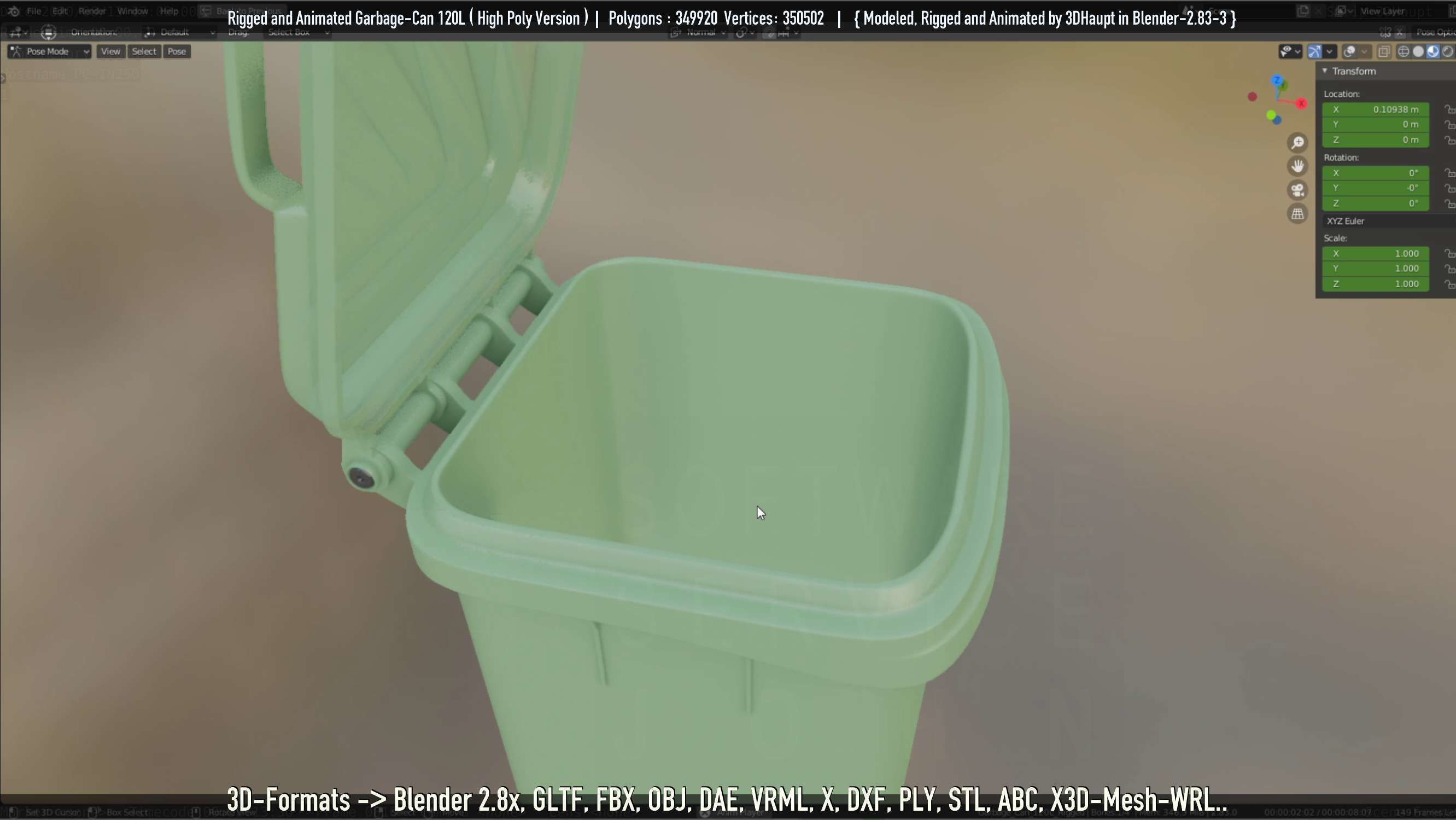 Rigged and Animated Garbage Can 120L High Poly 3D model_66