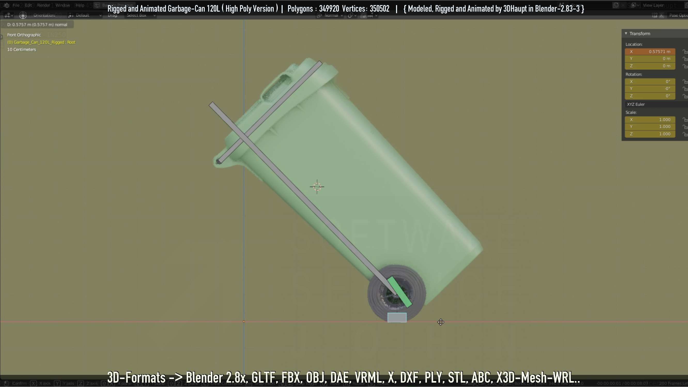 Rigged and Animated Garbage Can 120L High Poly 3D model_62
