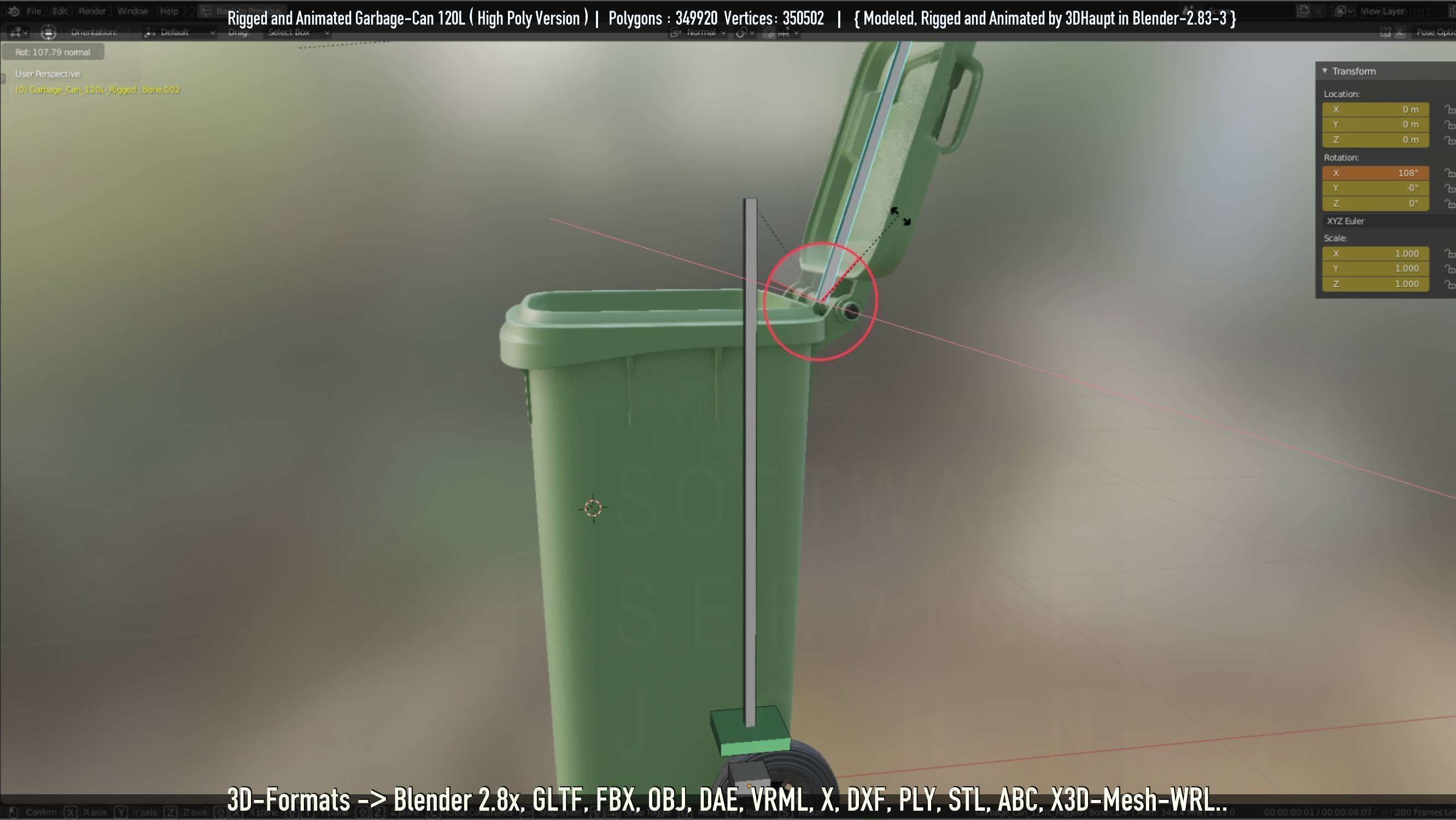Rigged and Animated Garbage Can 120L High Poly 3D model_33