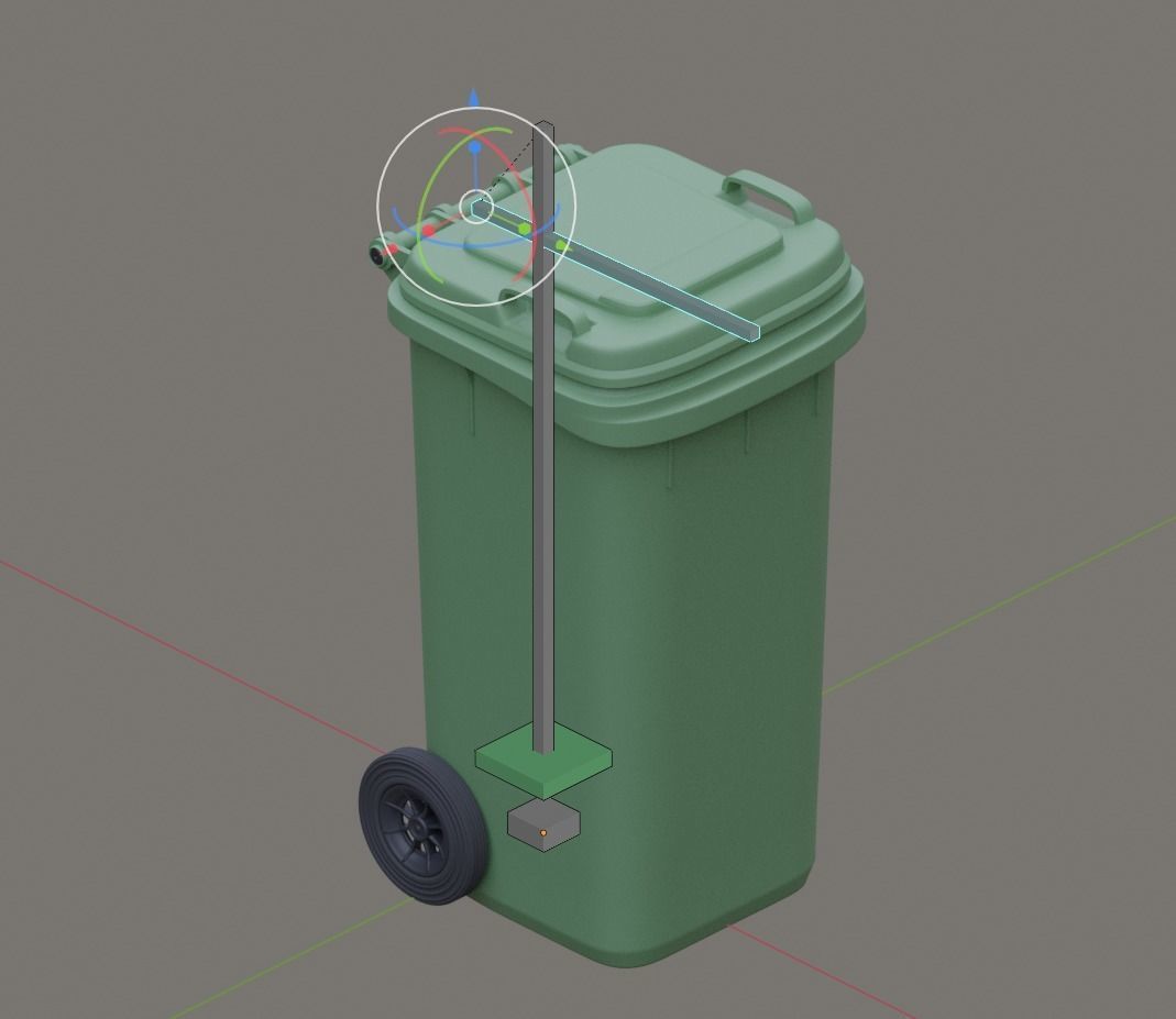 Rigged and Animated Garbage Can 120L High Poly 3D model_9