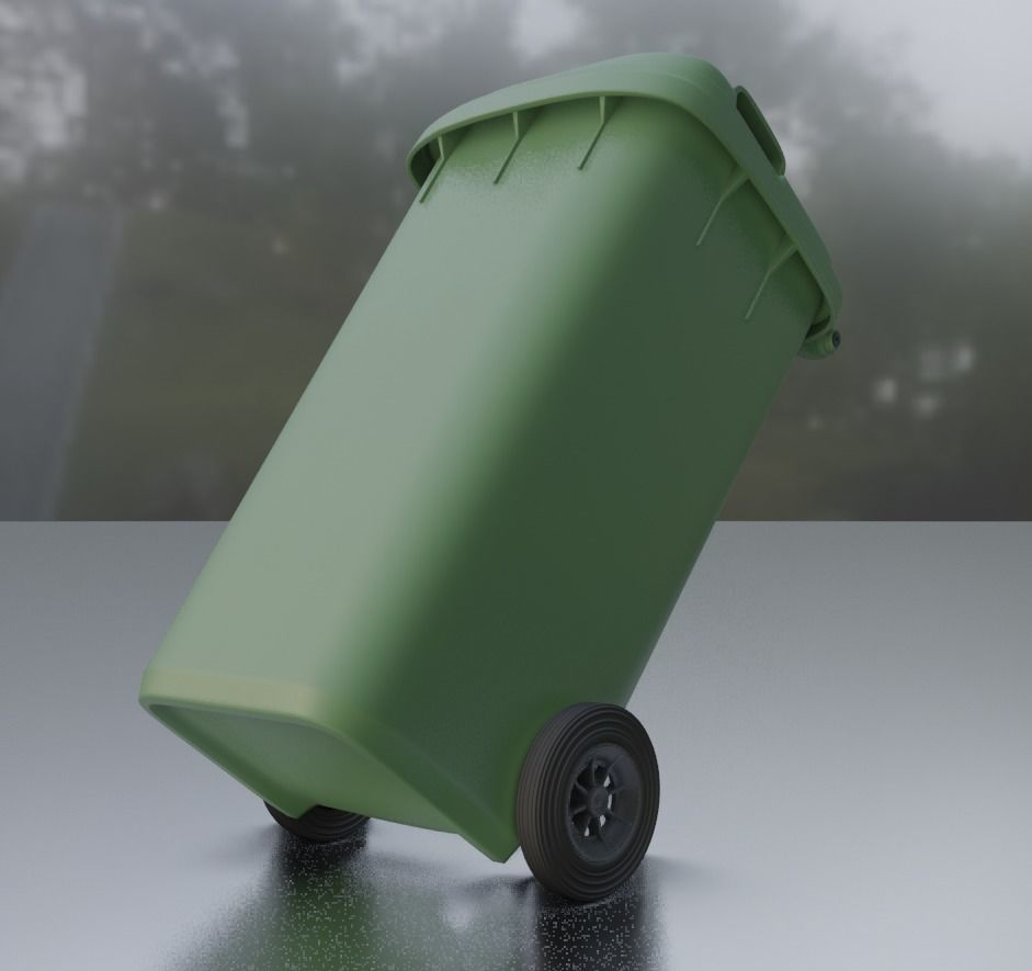 Rigged and Animated Garbage Can 120L High Poly 3D model_6