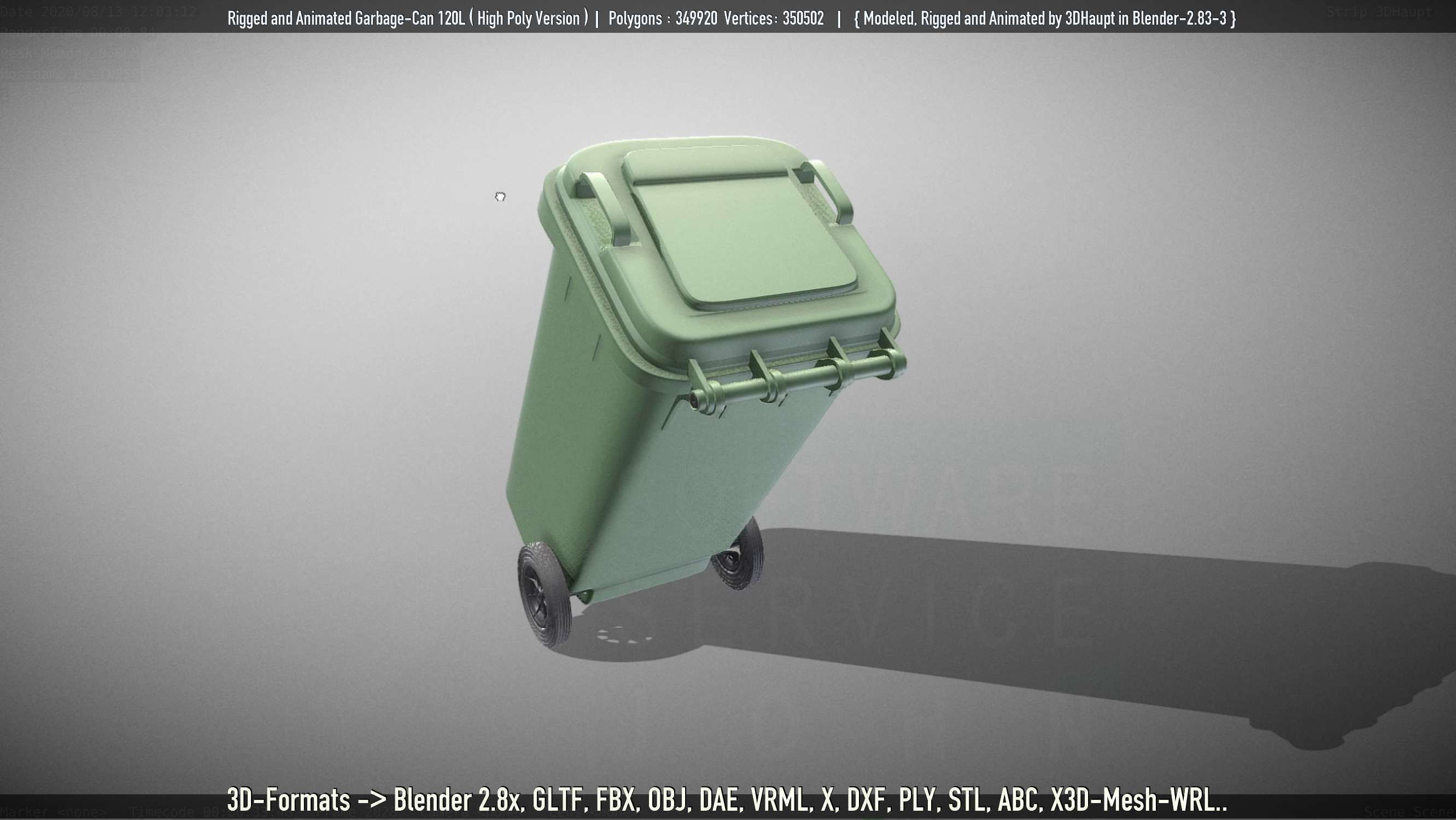 Rigged and Animated Garbage Can 120L High Poly 3D model_36