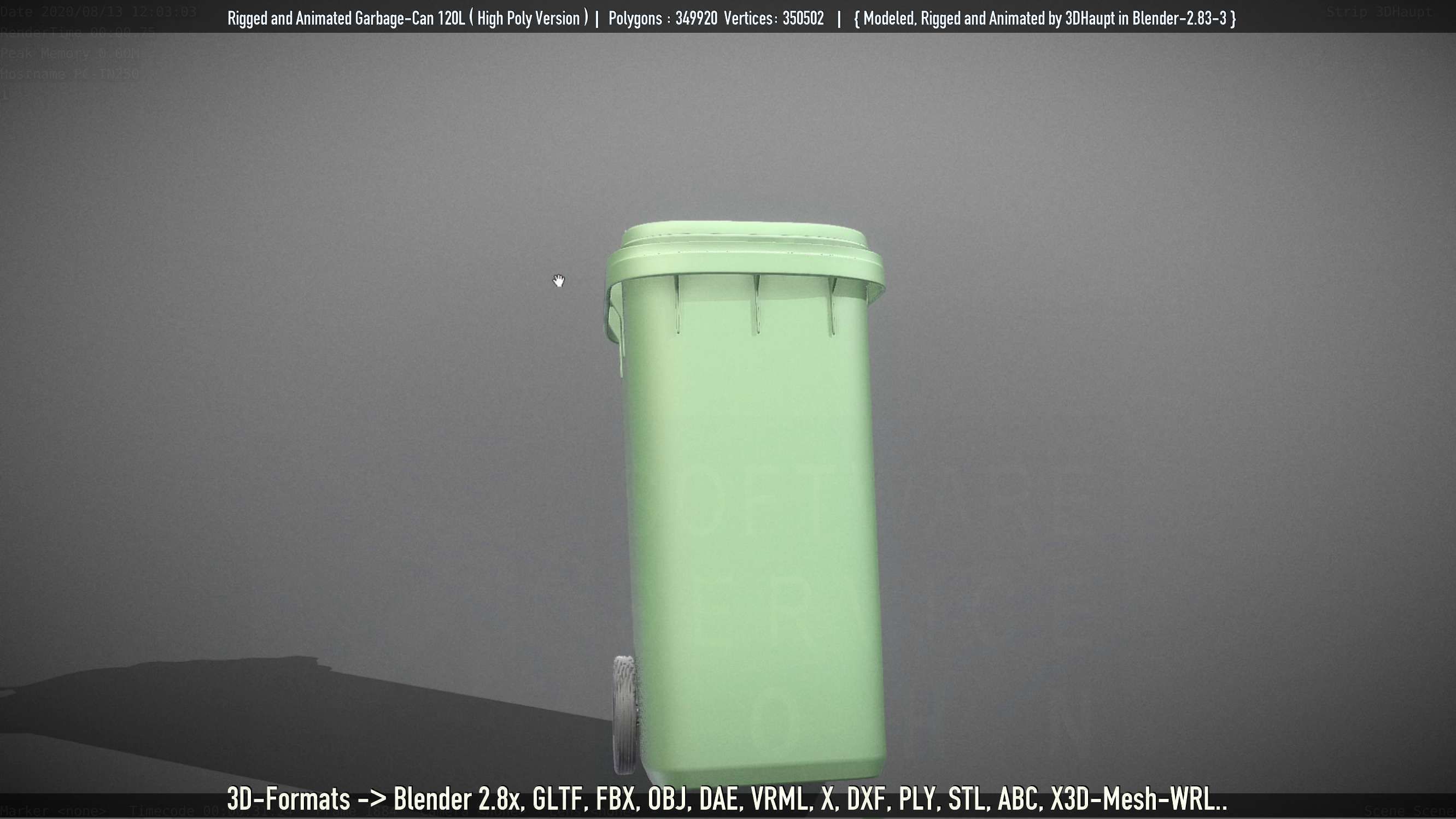 Rigged and Animated Garbage Can 120L High Poly 3D model_50